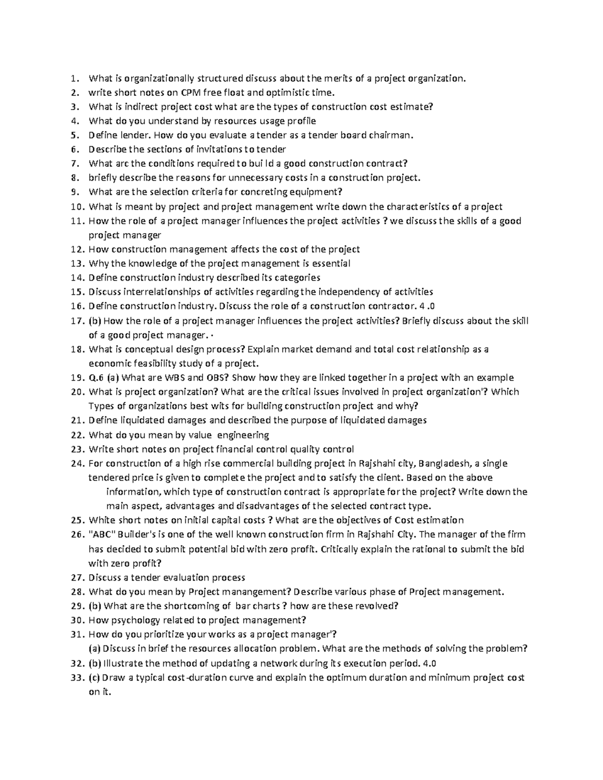 Project Management Exam Questions for CMT 301: Key Concepts and ...