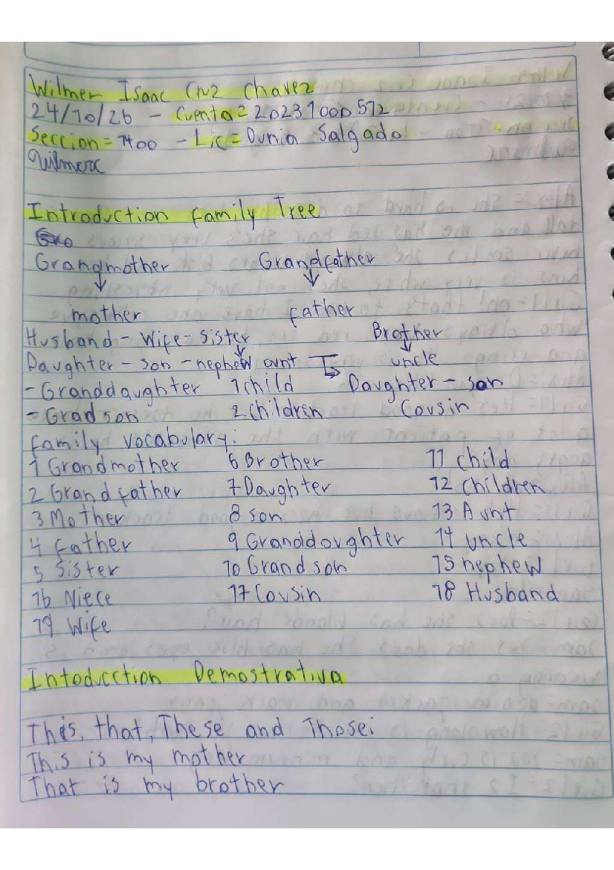 Cruz Wilmer (U2T2a23) - Family Tree and Vocabulary Overview - Studocu