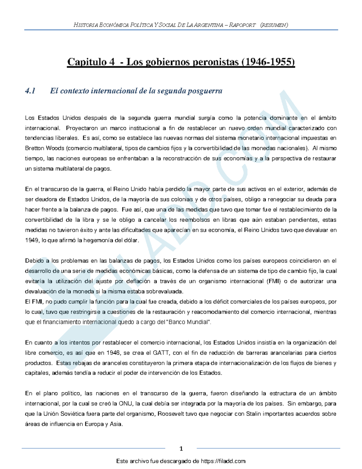 HISTORIA ECONÓMICA POLÍTICA Y SOCIAL DE LA ARGENTINA RAPOPORT (RESUMEN ...