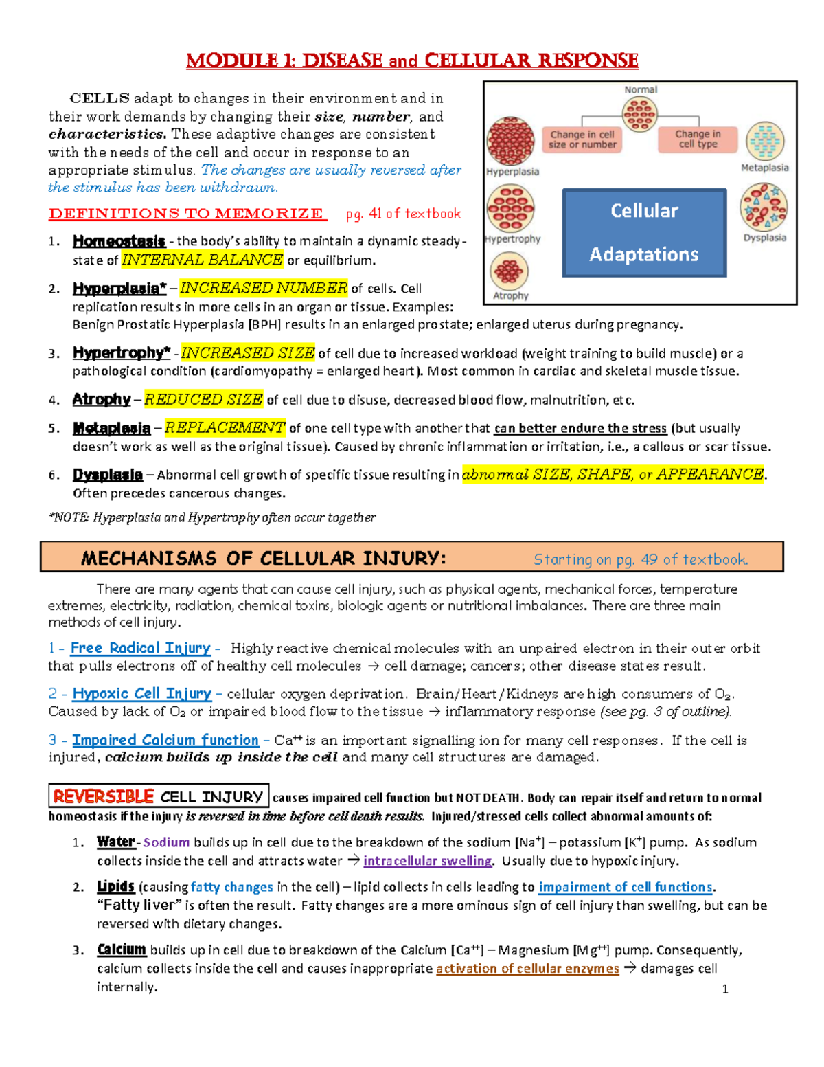 Module 1: Disease and Cellular Response Overview with Inflammation ...