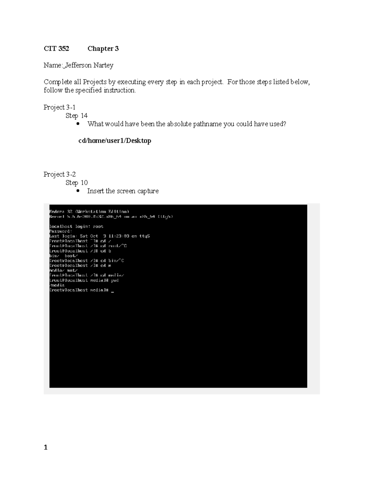 CIT 352 Chapter 3 Hands-On Project Instructions and Exercises - Studocu