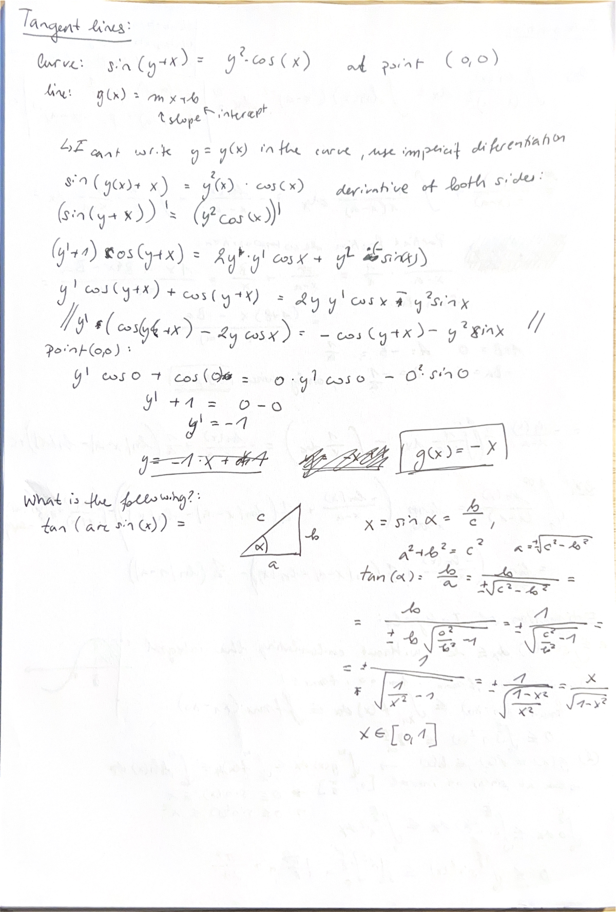 Tangent Lines - Class Notes with Examples for Calculus Course - Studeersnel