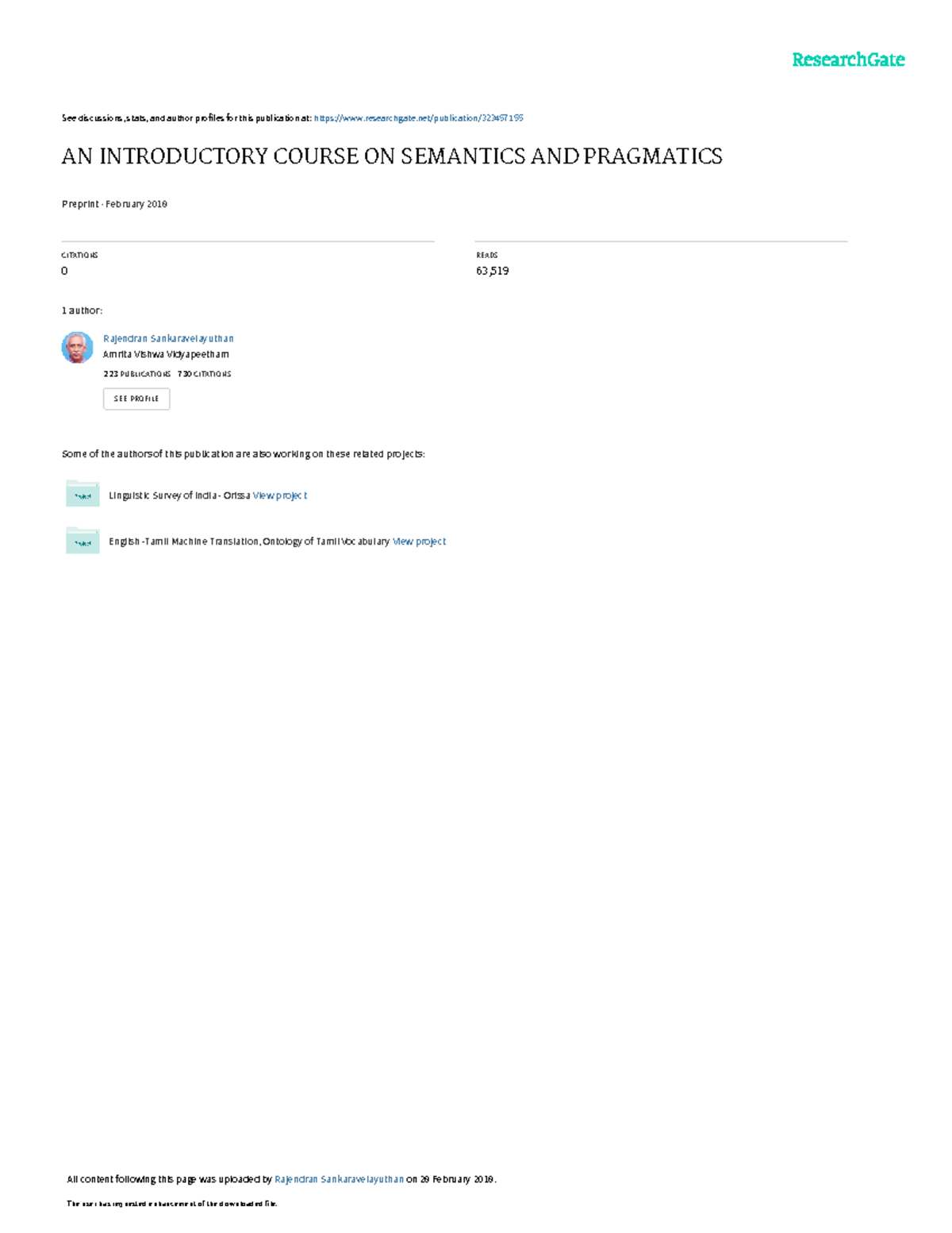 Introductory Course on Semantics & Pragmatics - Full Book - Studocu