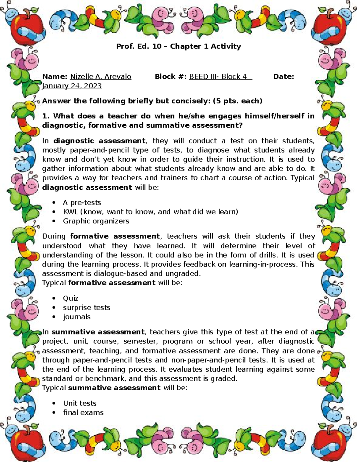 PROF ED 10 - Activity #1: Understanding Assessments in Education - Studocu