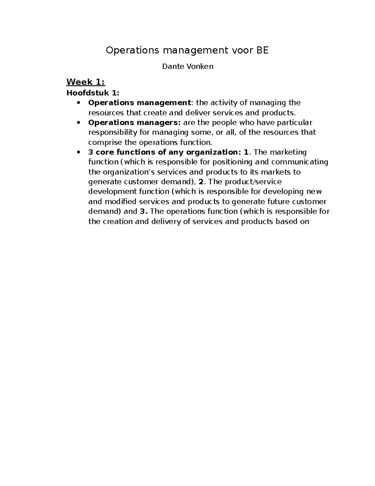 Operations Management Overview for BE: Week 1 Insights and Concepts ...