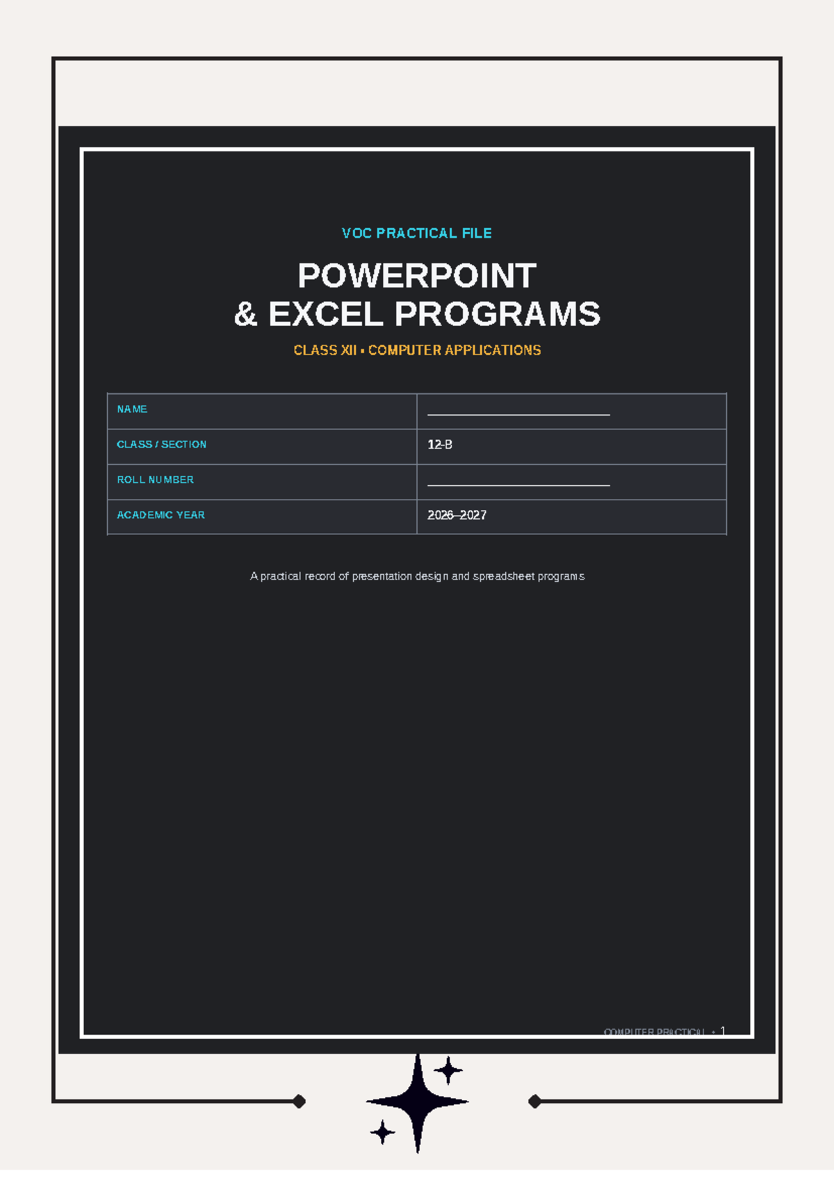 Computer Practical Project: PowerPoint & Excel Programs Class XII - Studocu