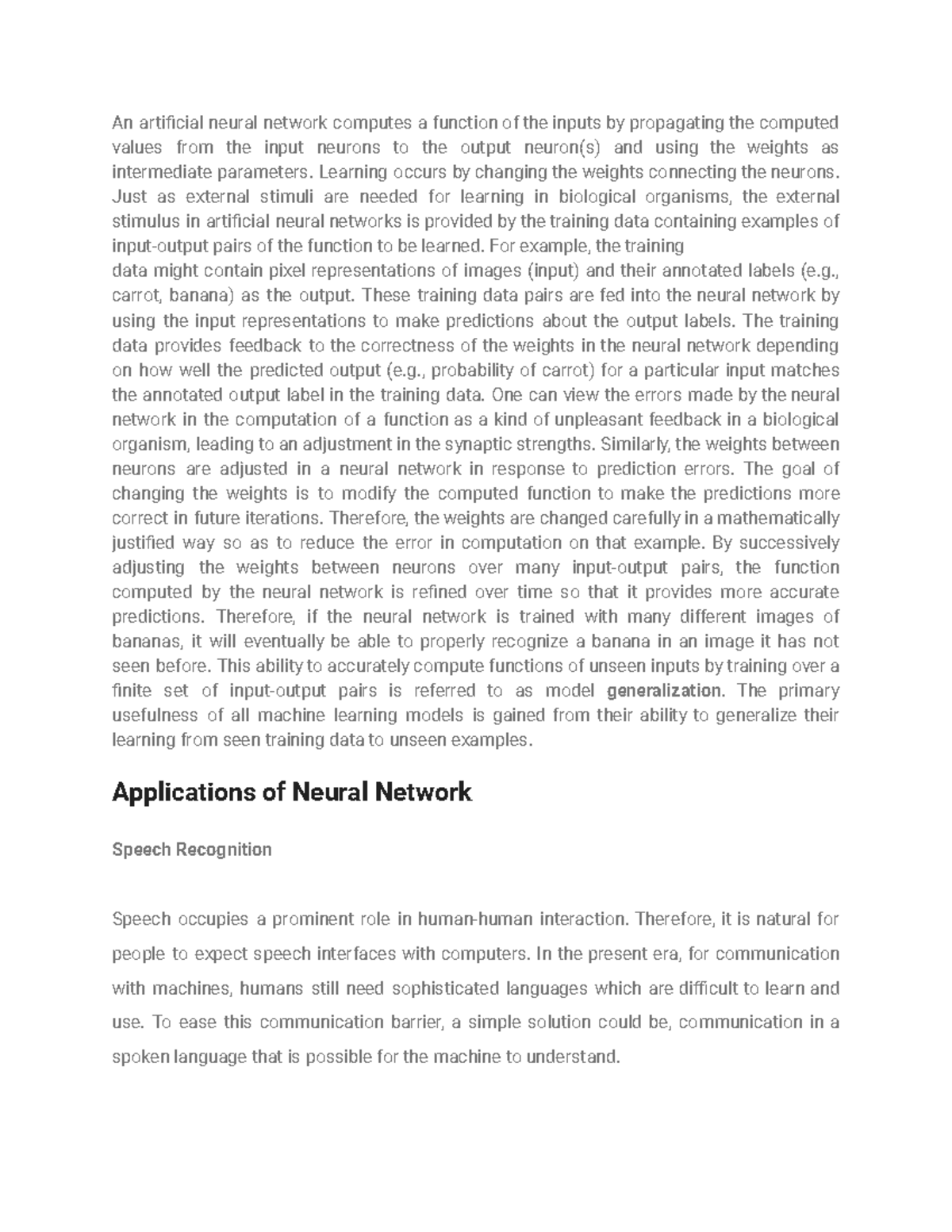 Final Exam Study Guide for MATH 101: Neural Networks Concepts and ...