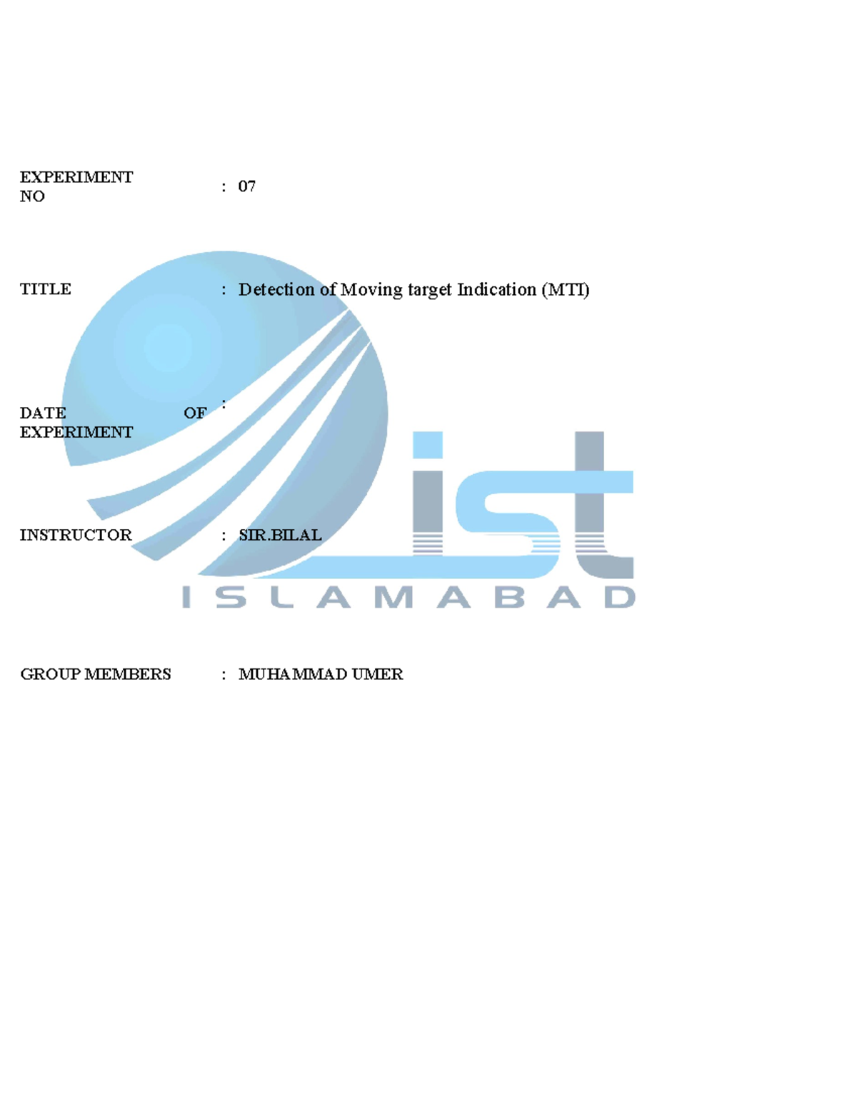 7-Detection of MTI: Moving Target Indication Experiment Notes - Studocu