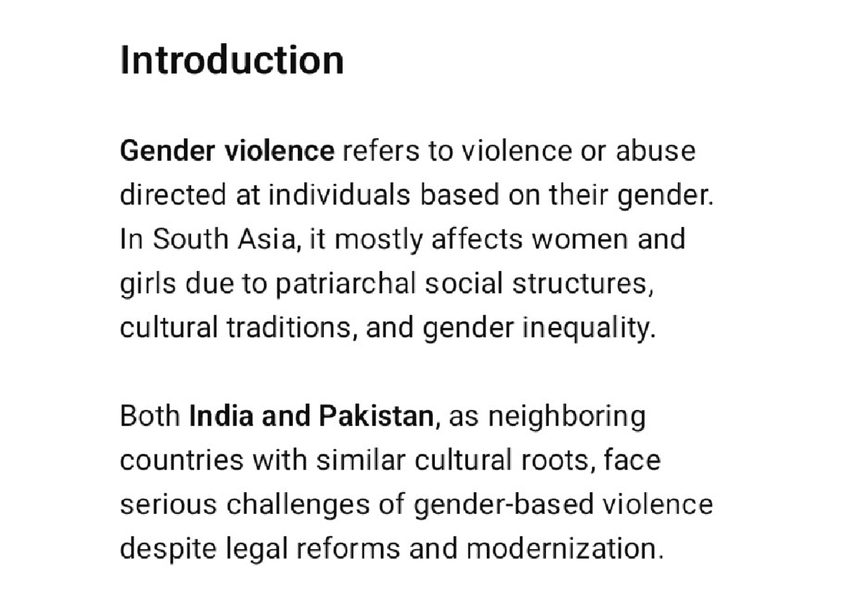 Gender Violence in India and Pakistan: A Comparative Study - Studocu