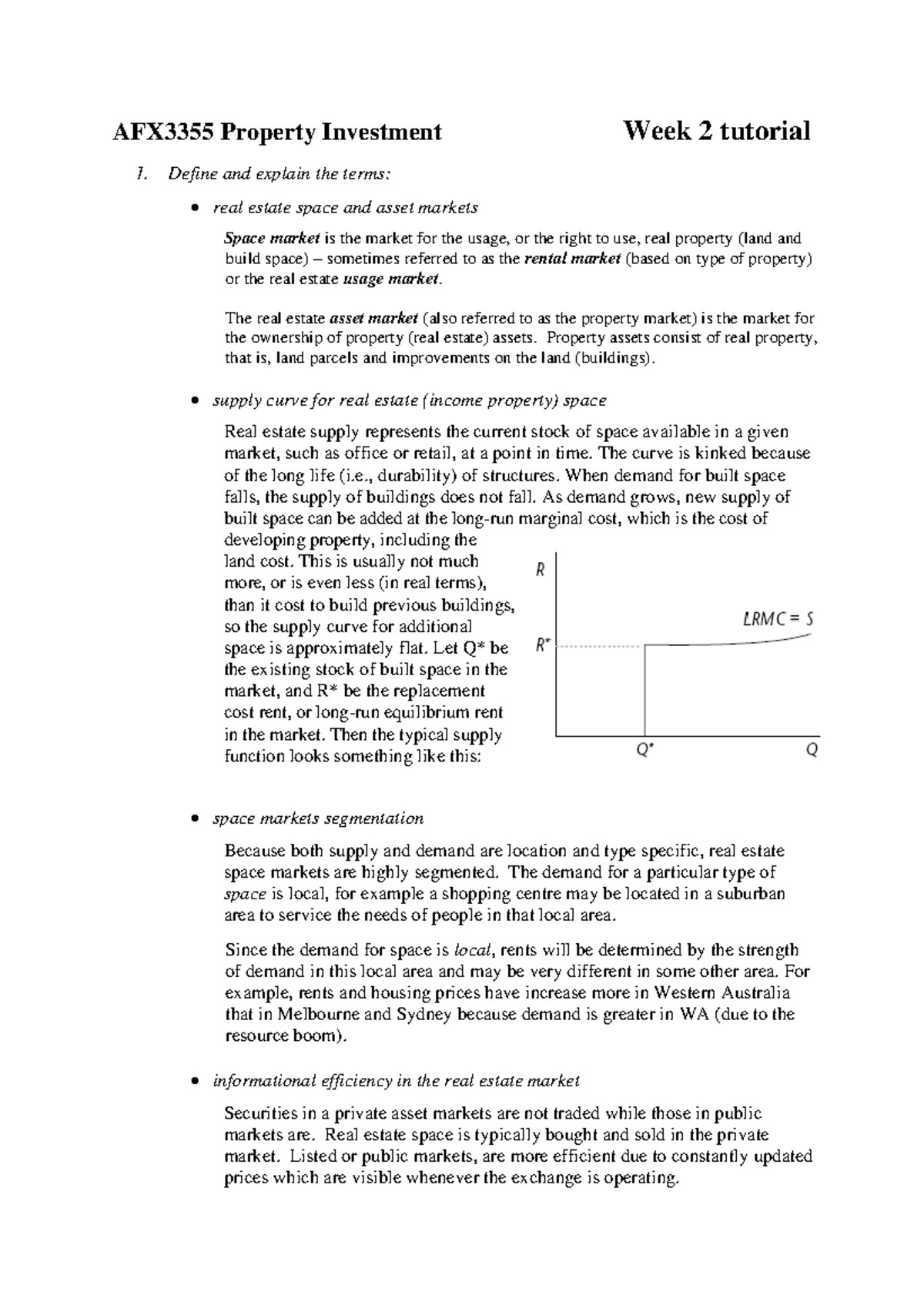 BFX3355 Week2 Soln - AFX3355 Property Investment Week 2 tutorial 1 ...