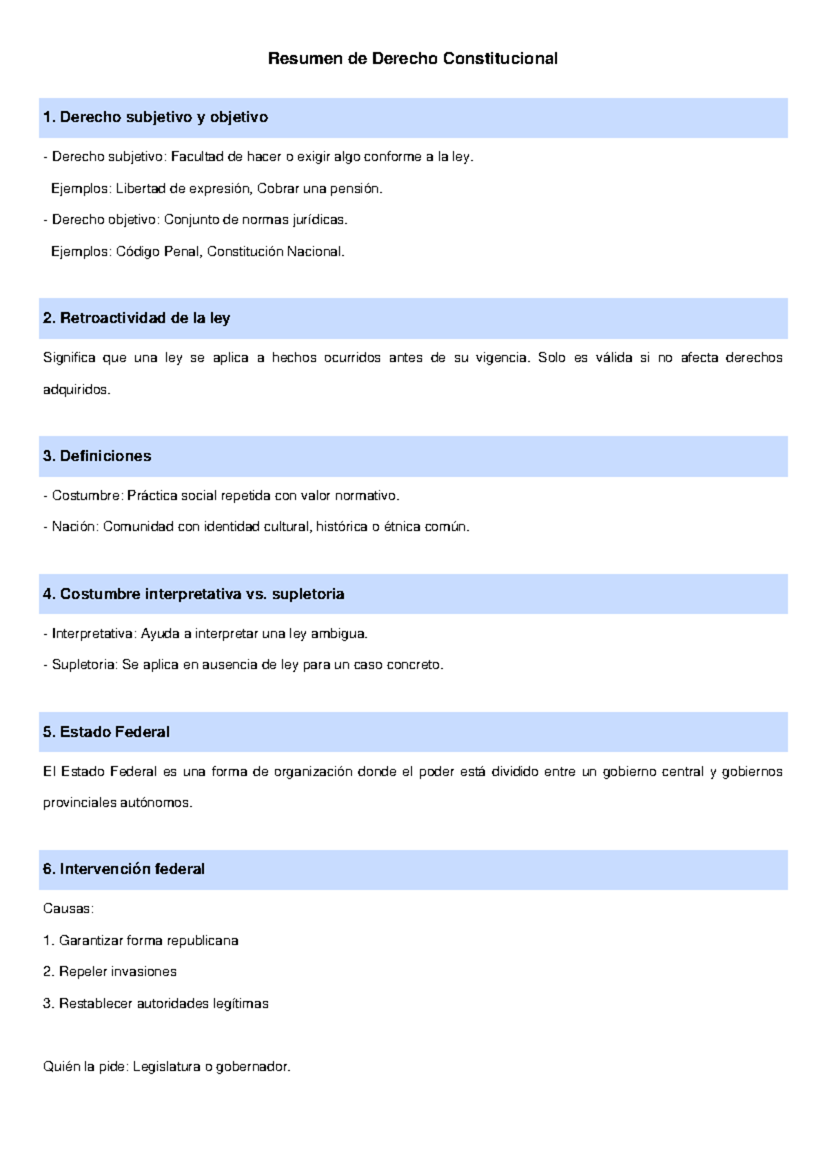 Resumen de Derecho Constitucional 1: Derechos y Estructura del Estado ...