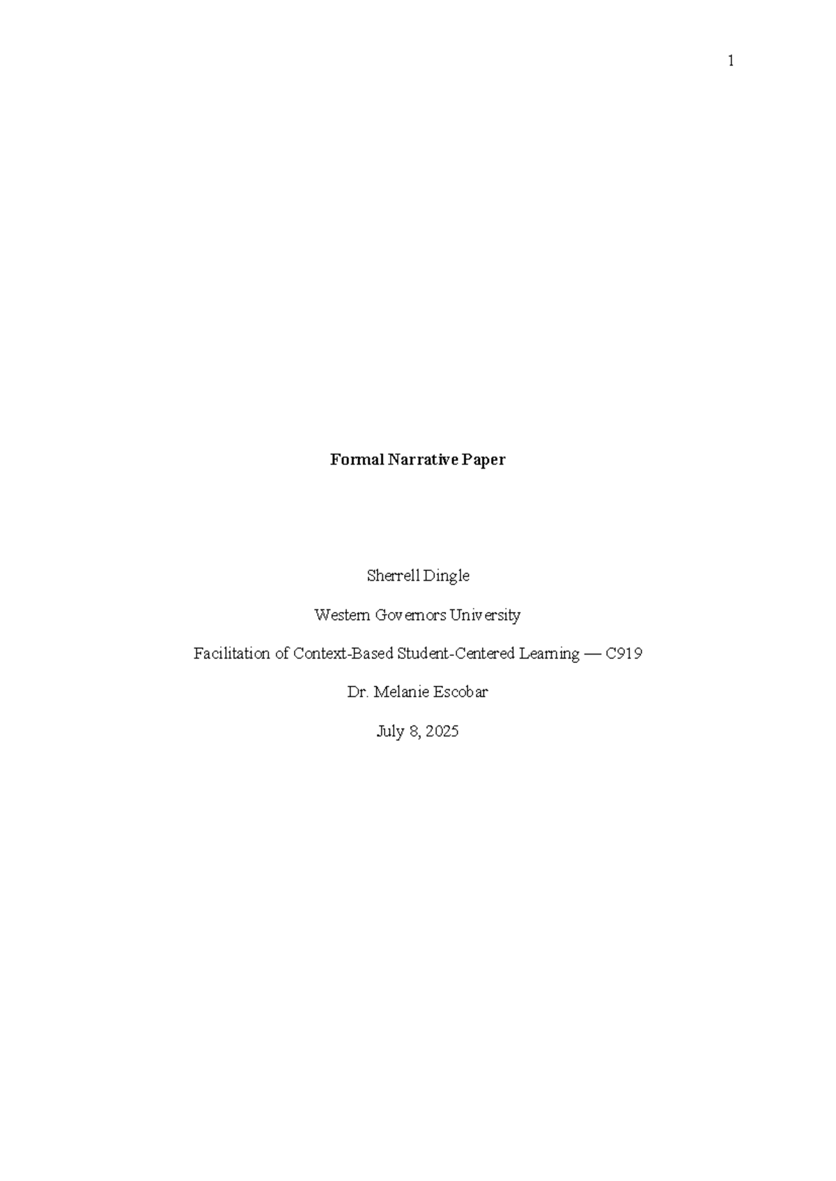 MGP C919 Formal Narrative Paper on Community Health Nursing - Studocu