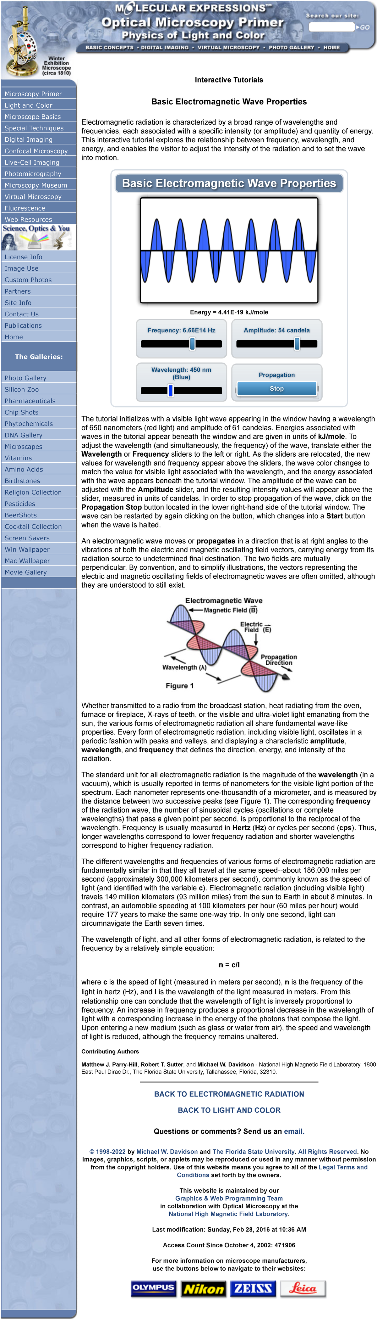 Molecular Expressions - Interactive Tutorial on Electromagnetic Wave ...