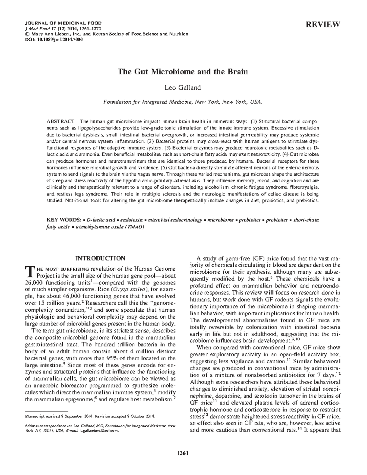 The Gut Microbiome's Impact on Brain Function and Health: A Review ...