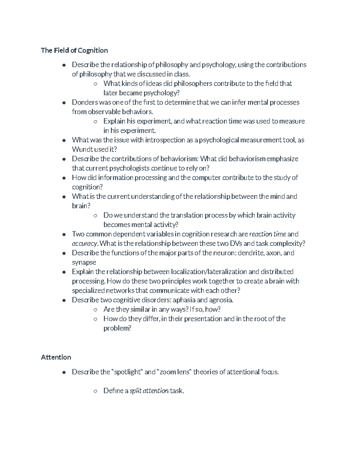 Cognition and Attention: Key Concepts and Theories - Studocu
