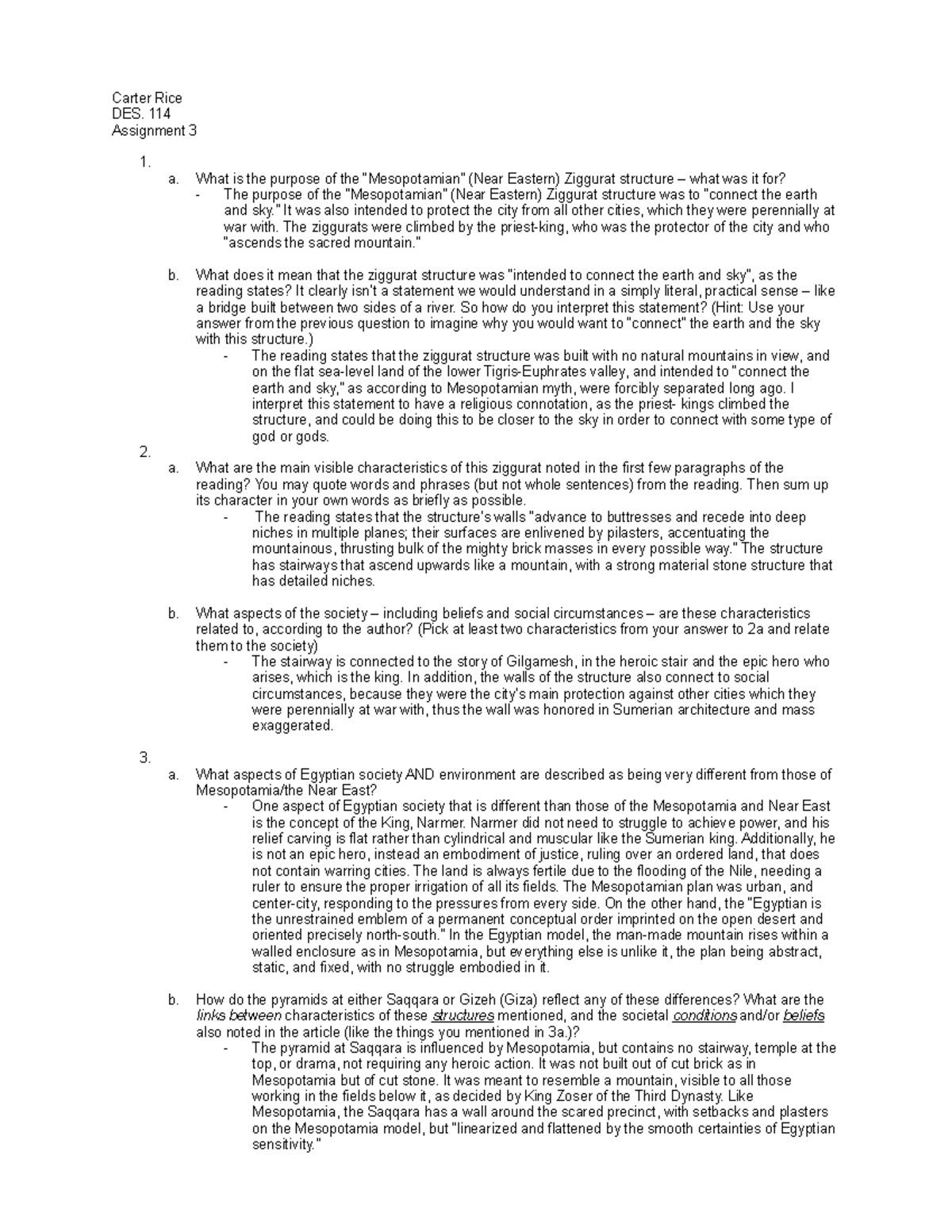 DES 114 assignment 3 - Take home test for chapter 3 - Carter Rice DES ...