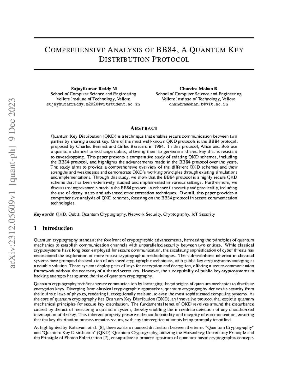 Comprehensive Analysis of BB84 QKD Protocol (CS-2023) - Studocu