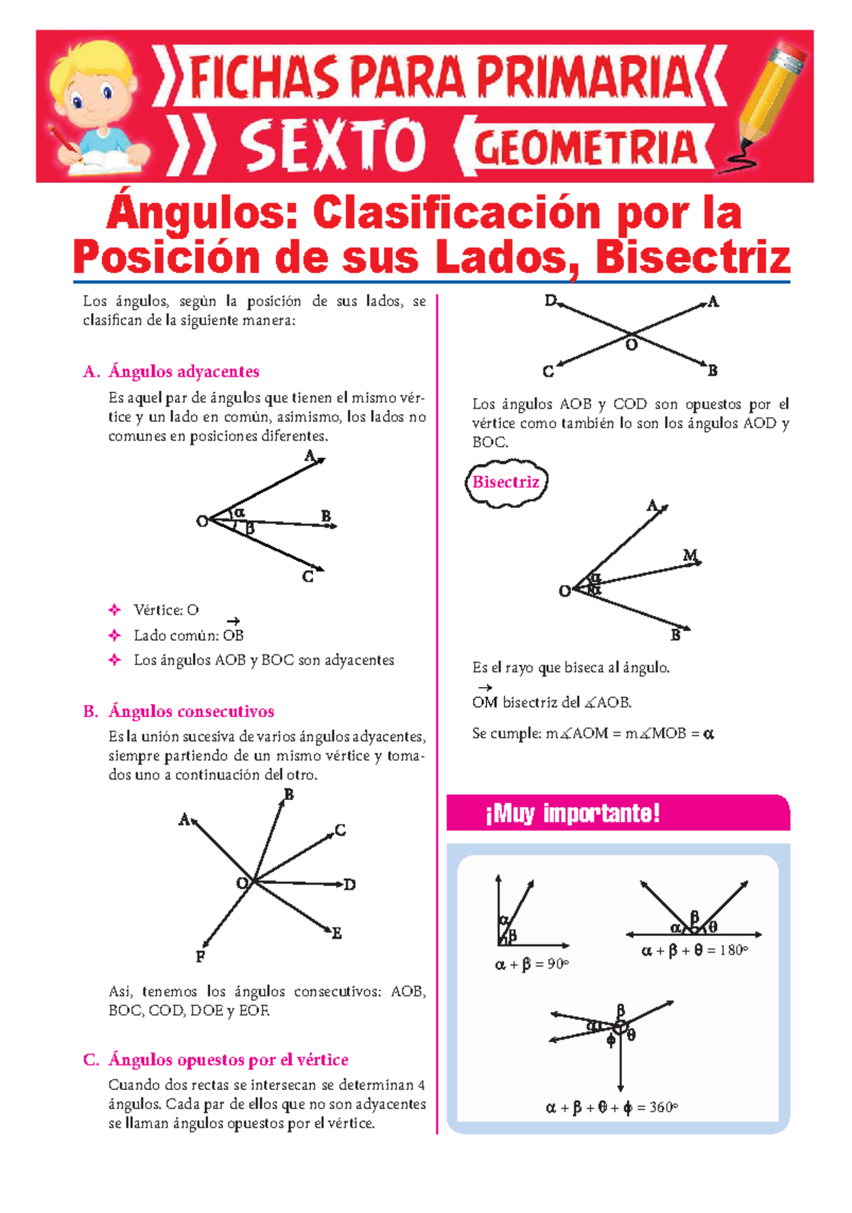 Clasificación de Ángulos y Bisectriz para Sexto de Primaria - Studocu, image size:1200x1707