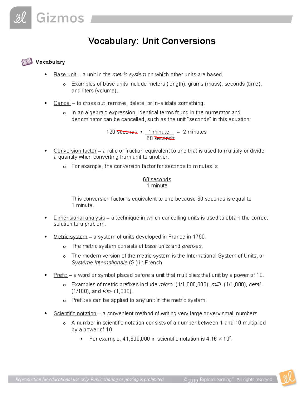 Unit Conversion Vocabulary: Key Terms and Definitions - Studocu