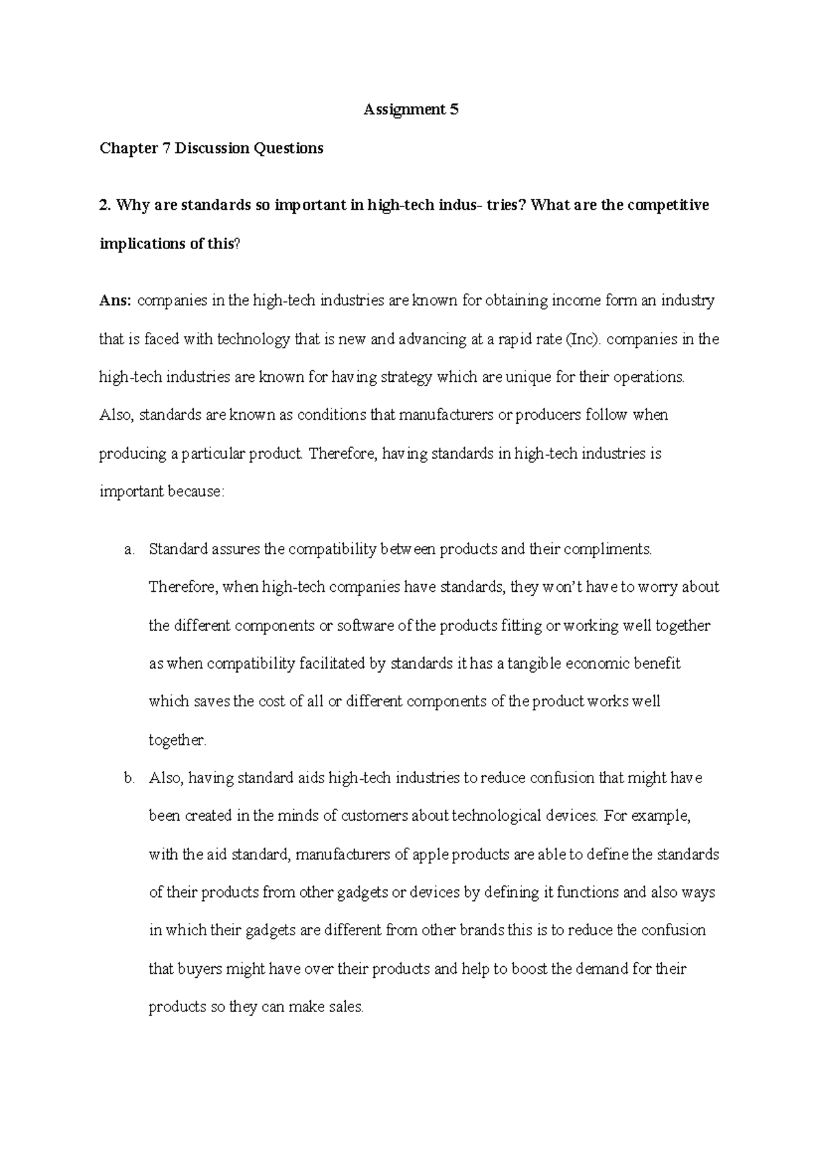 MGT 406 Ass 5 - Practice Case - Assignment 5 Chapter 7 Discussion ...