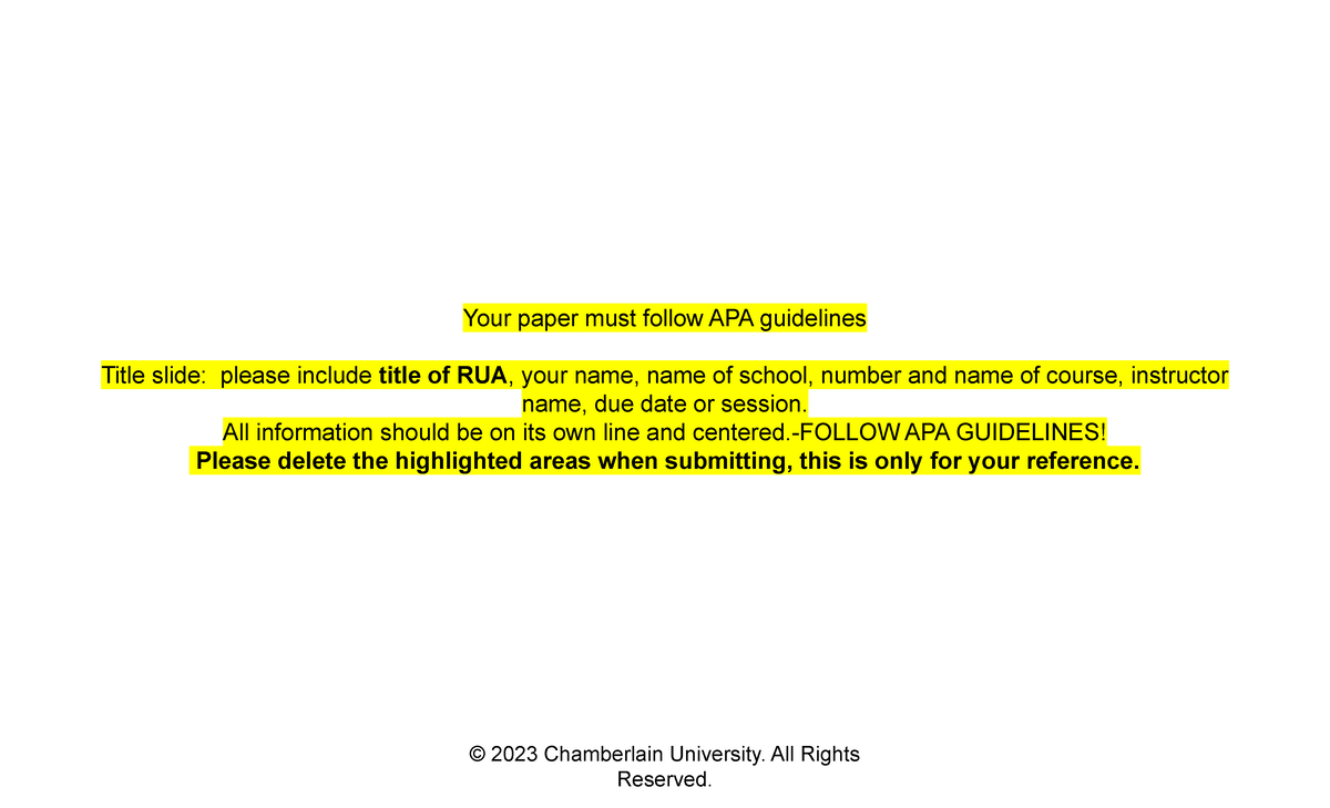 NR226 RUA Template - APA Guidelines & Assessment Overview - Studocu
