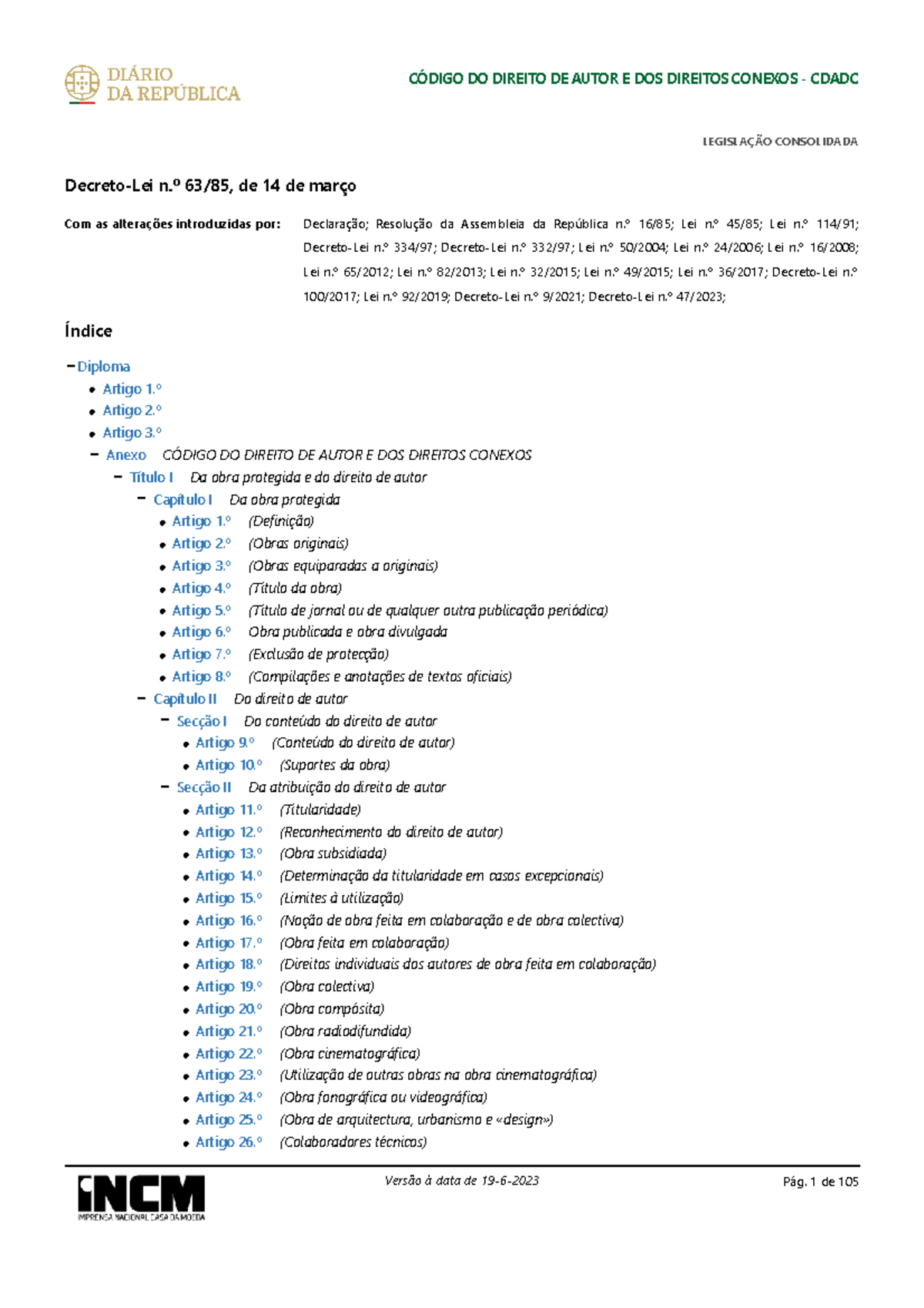Consolidação Decreto-Lei n.º 63 85 - Diário da República n.º 61 1985 ...