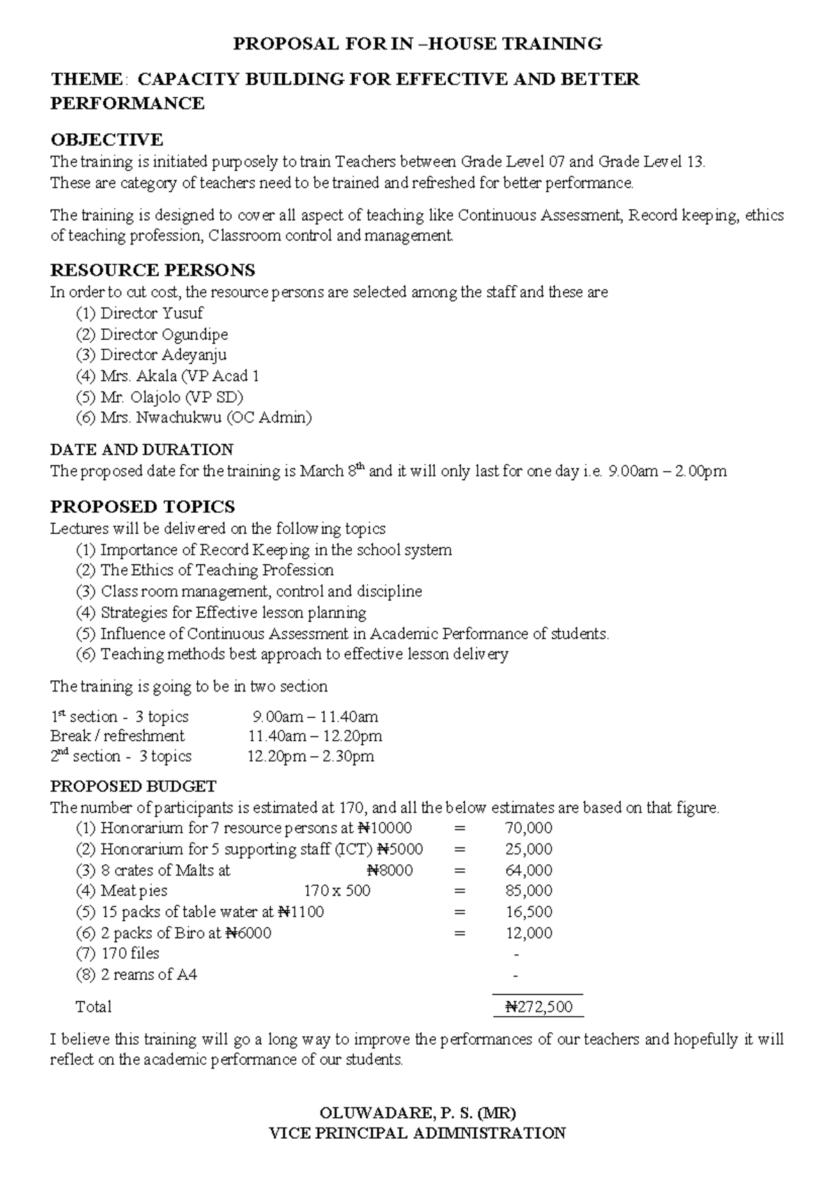 Teachers Training Proposal: Capacity Building for Grades 7-13 - Studocu