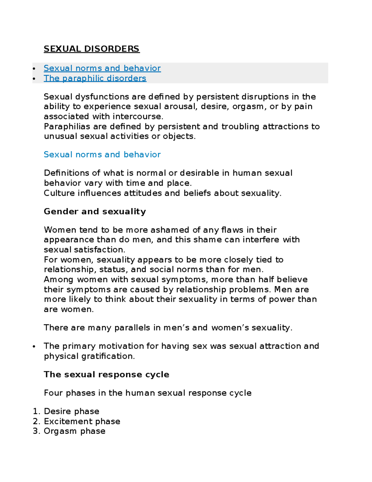 Sexual Disorders (PSY 101) - Understanding Norms, Dysfunctions, and ...