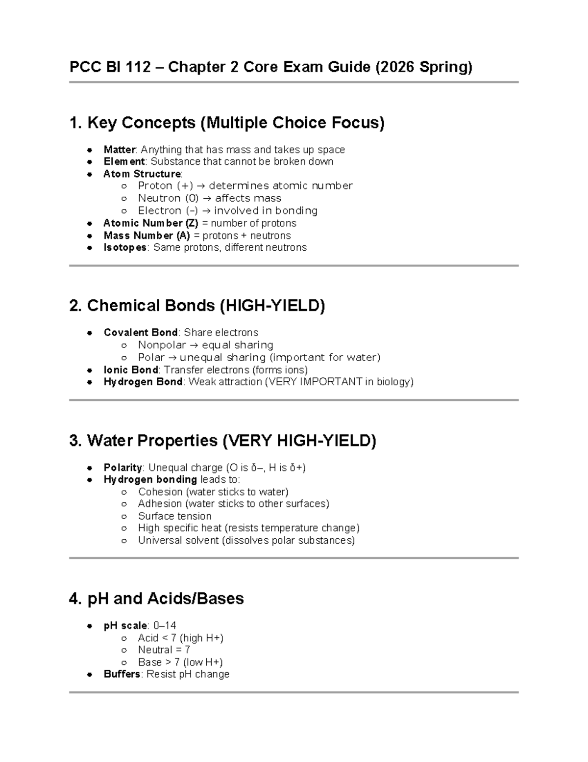 PCC BI 112 Chapter 2 Core Exam Study Guide (2026 Spring) - Studocu