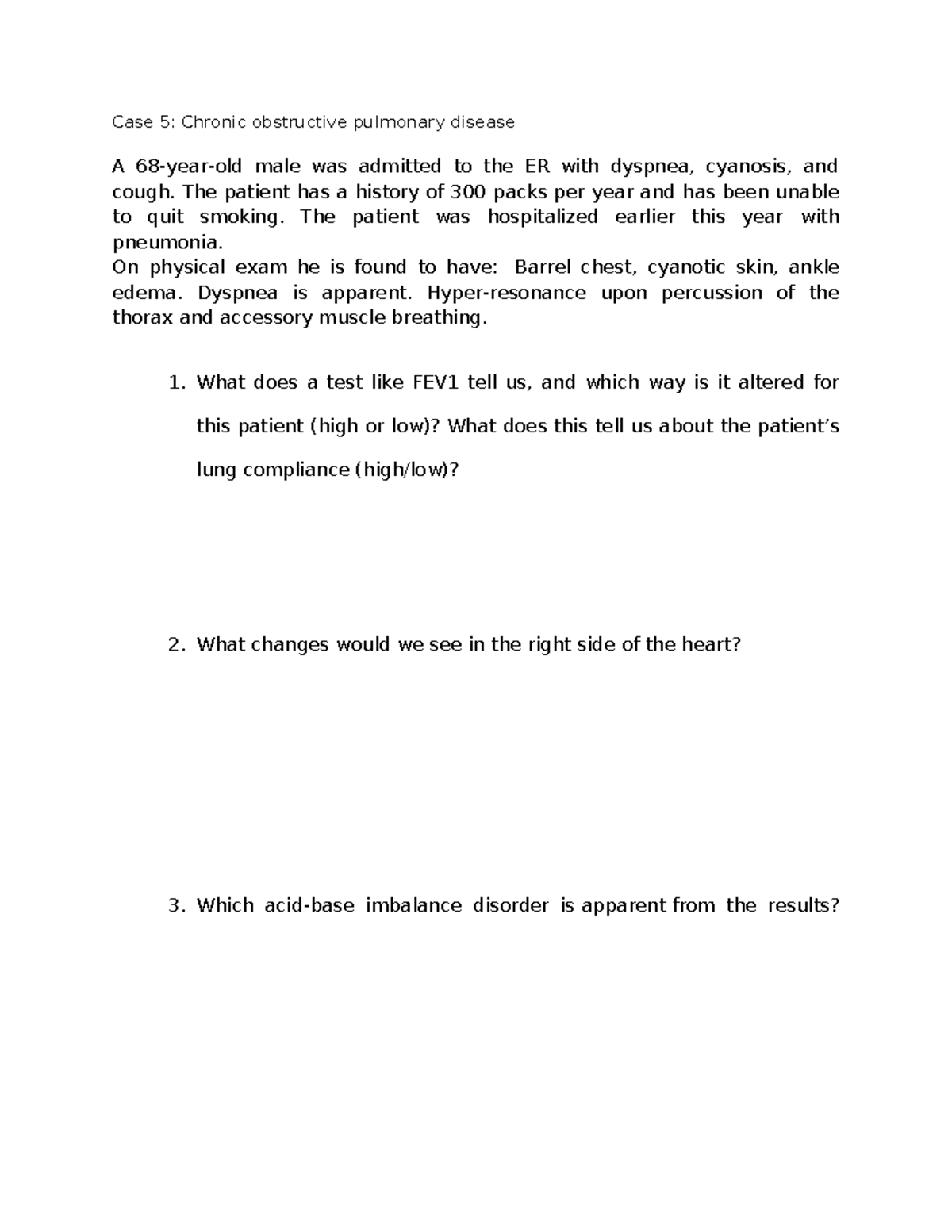 Case Study: Chronic Obstructive Pulmonary Disease (COPD) Analysis - Studocu