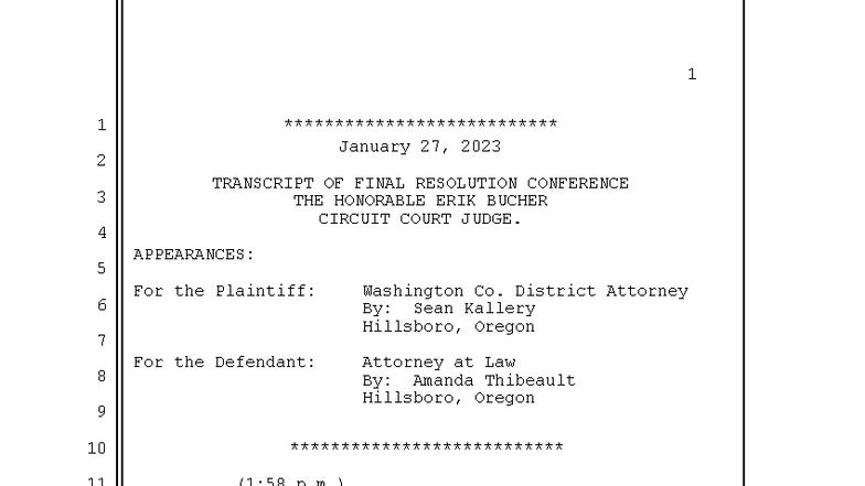 Transcript of Final Resolution Conference - State v. Abarca (22CR44863 ...