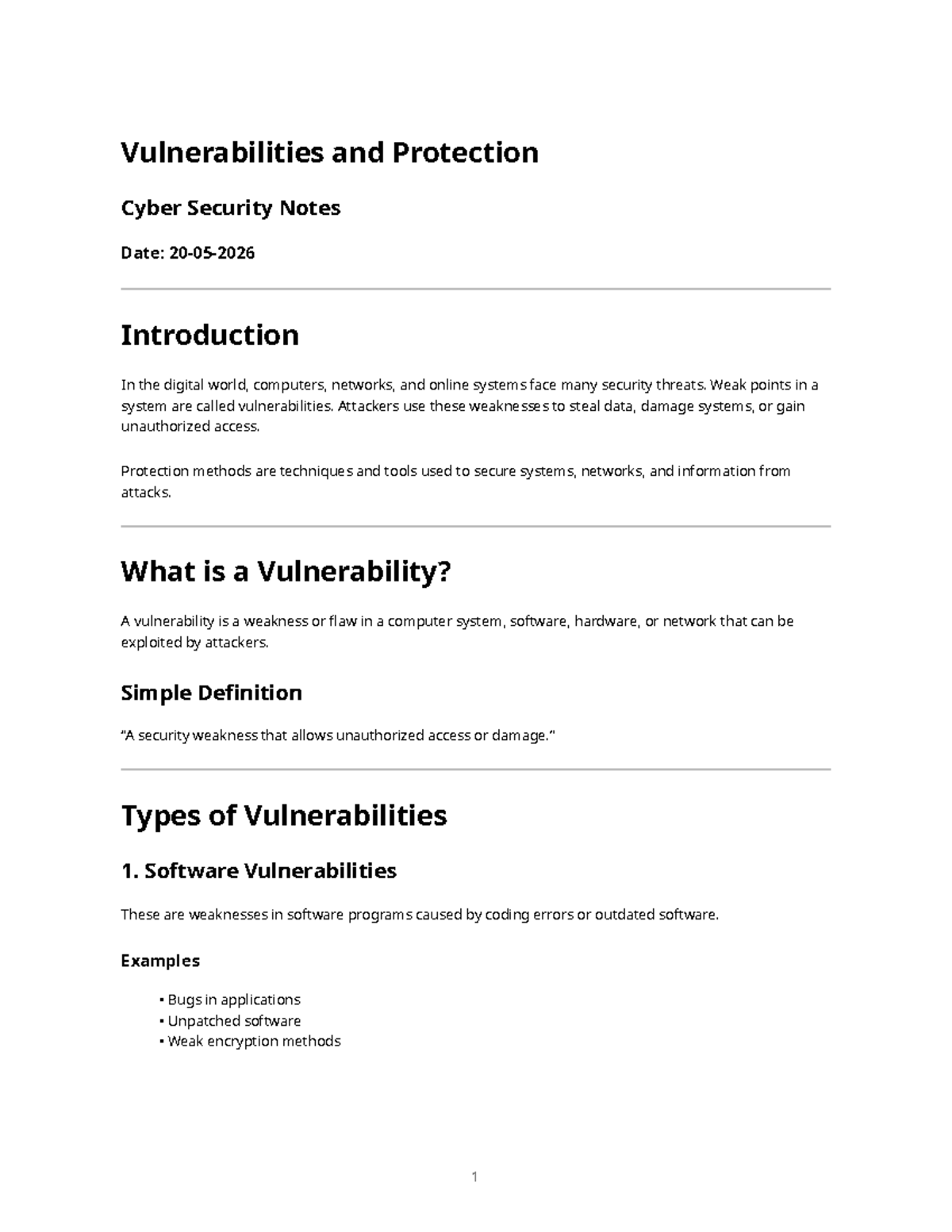 Vulnerabilities and Protection in Cyber Security Notes 2026 - Studocu