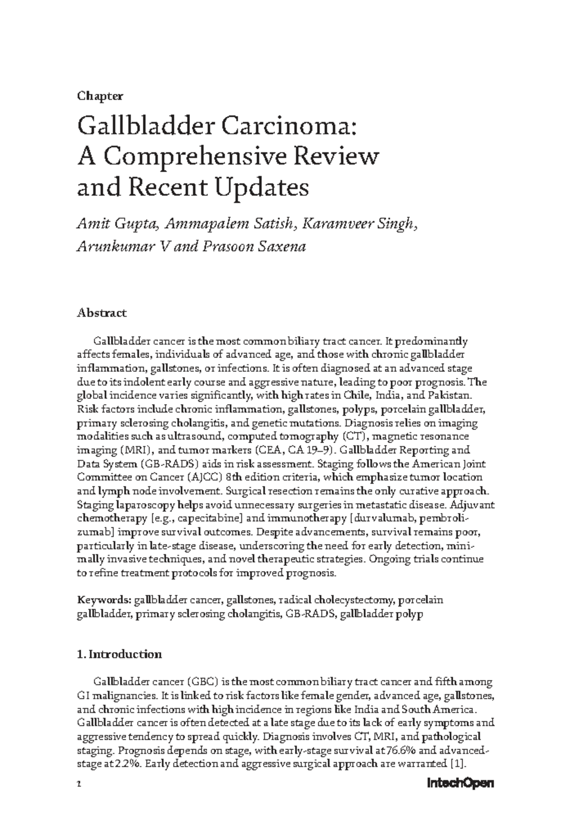 Chapter GBC: Comprehensive Review & Recent Updates on Gallbladder ...