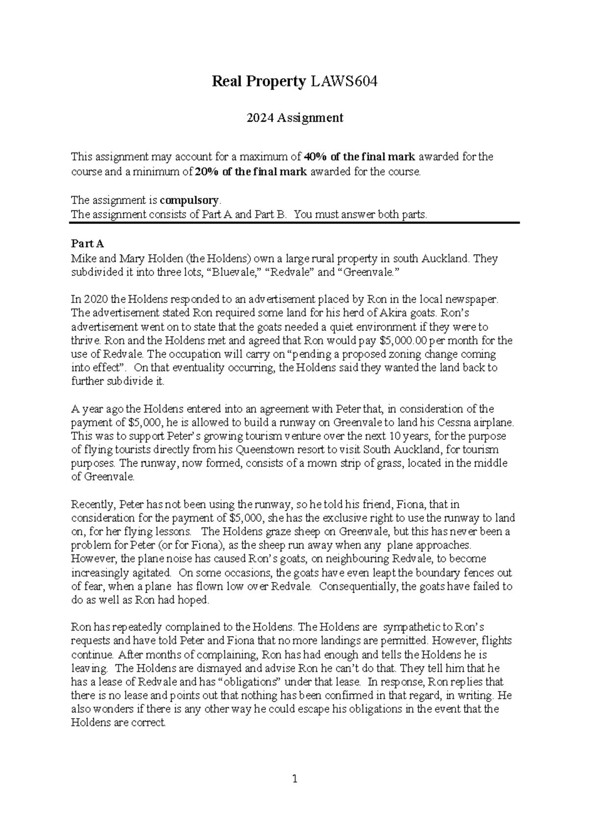 Real Property assignment 290724 - Rod Thomas - Real Property LAWS 2024 ...