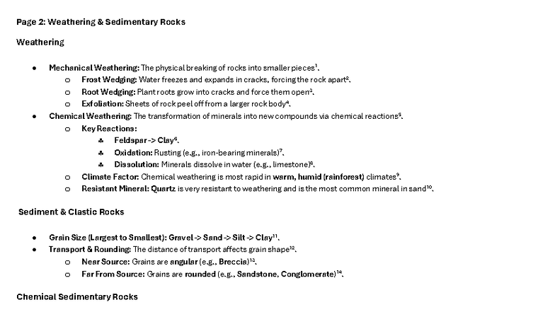 Geology 101: Test 2 Study Guide on Weathering & Metamorphism - Studocu