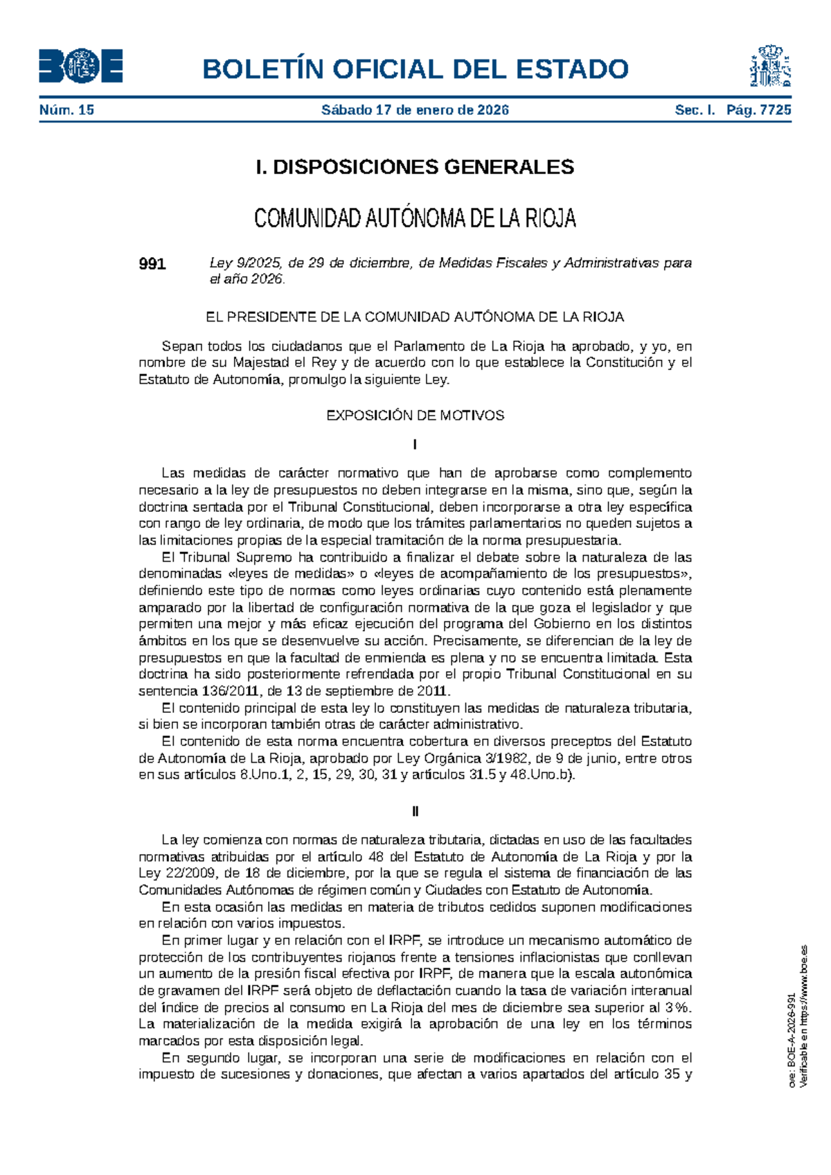 Ley de Medidas Fiscales y Administrativas de La Rioja 2026 - Studocu