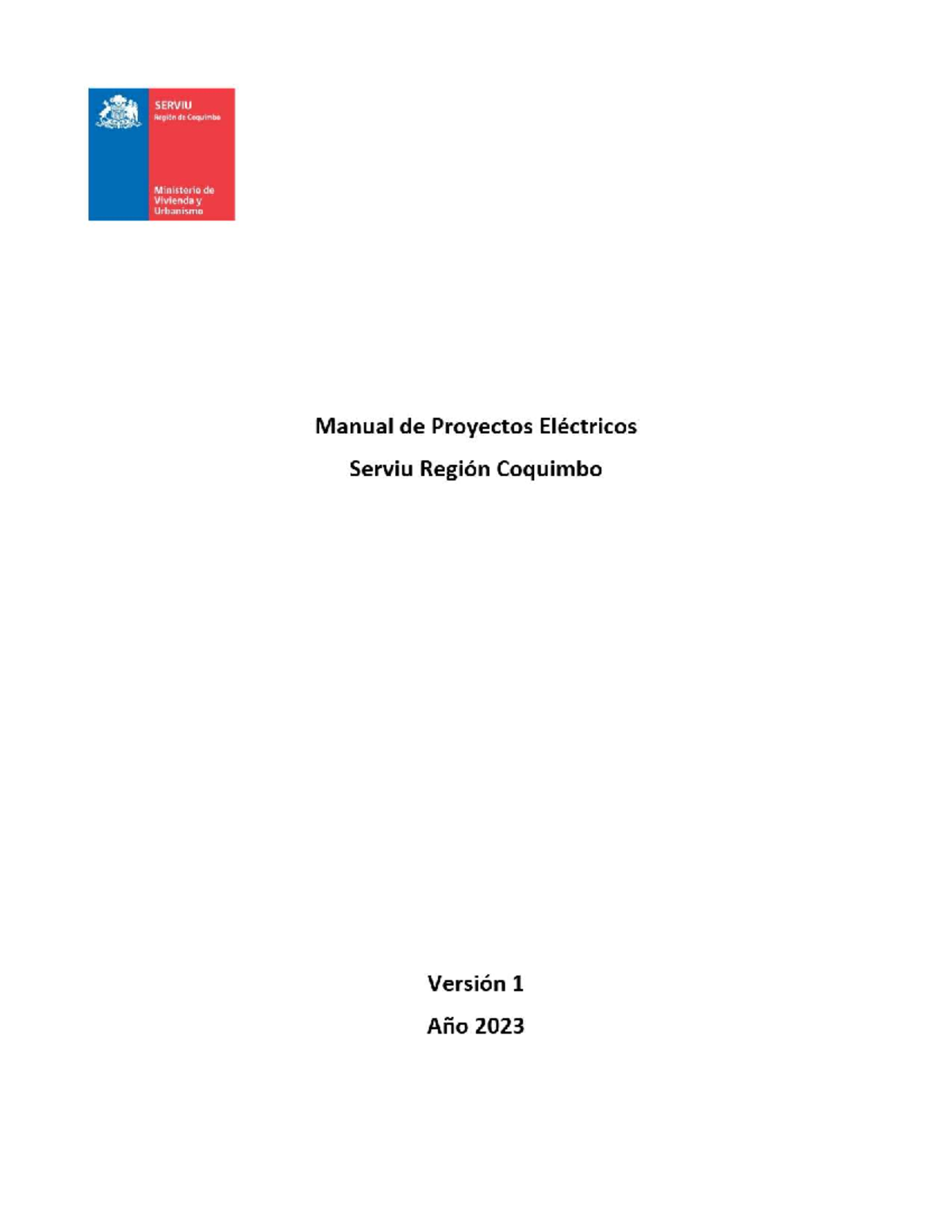 Manual de Proyectos Eléctricos Serviu Región Coquimbo 2023 - Document Preview