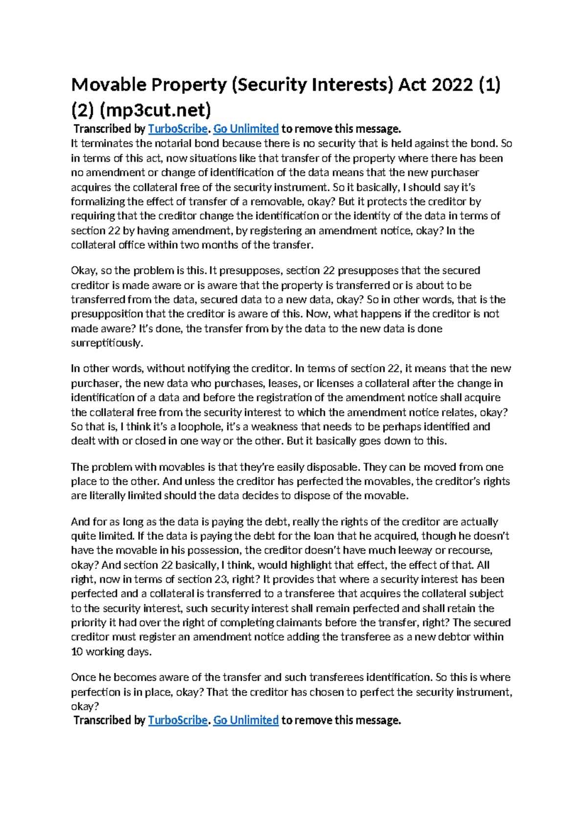 Movable Property (Security Interests) Act 2022: Key Provisions ...