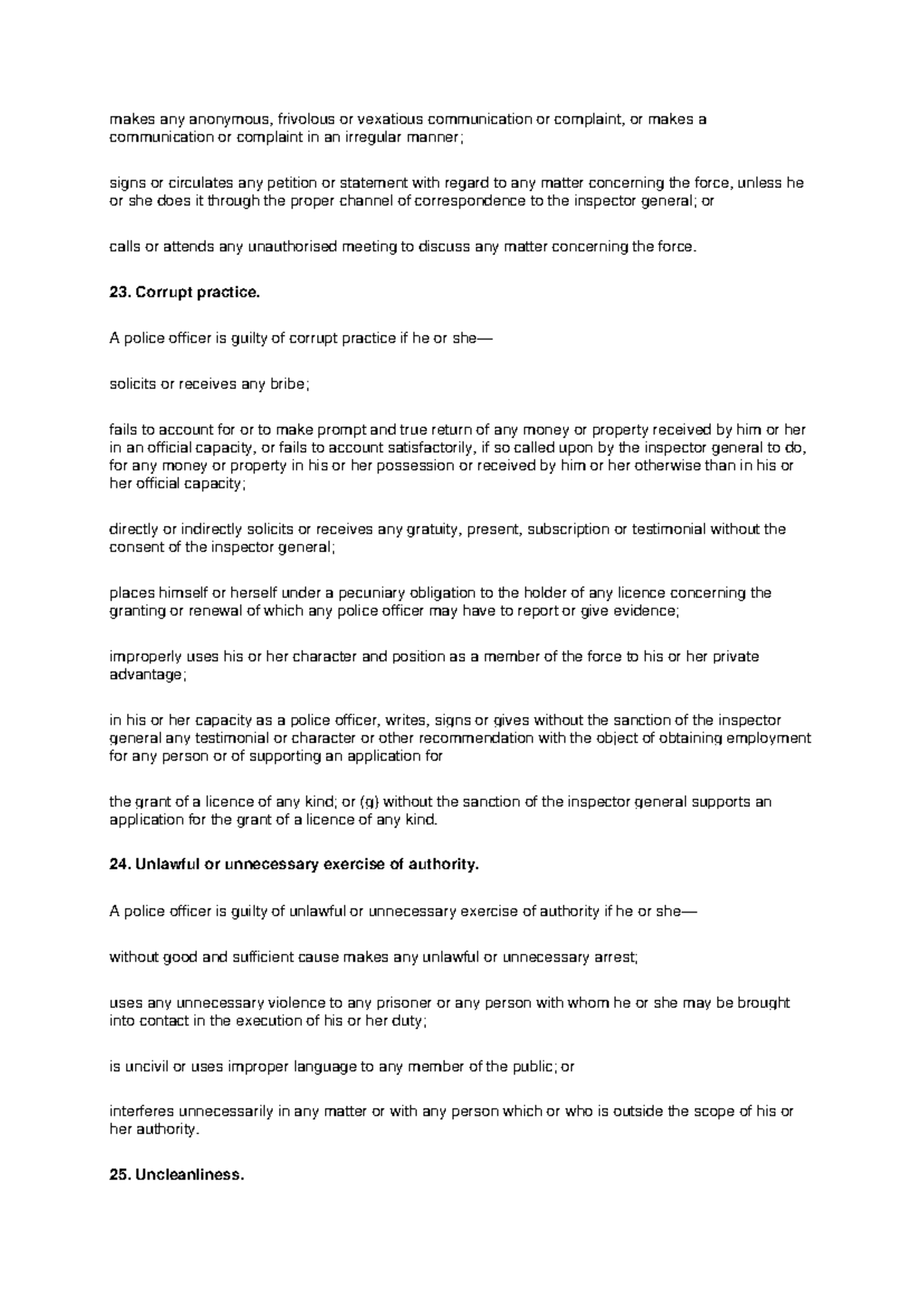 The Police Act - CASCA: Guidelines on Conduct and Disciplinary Offences ...