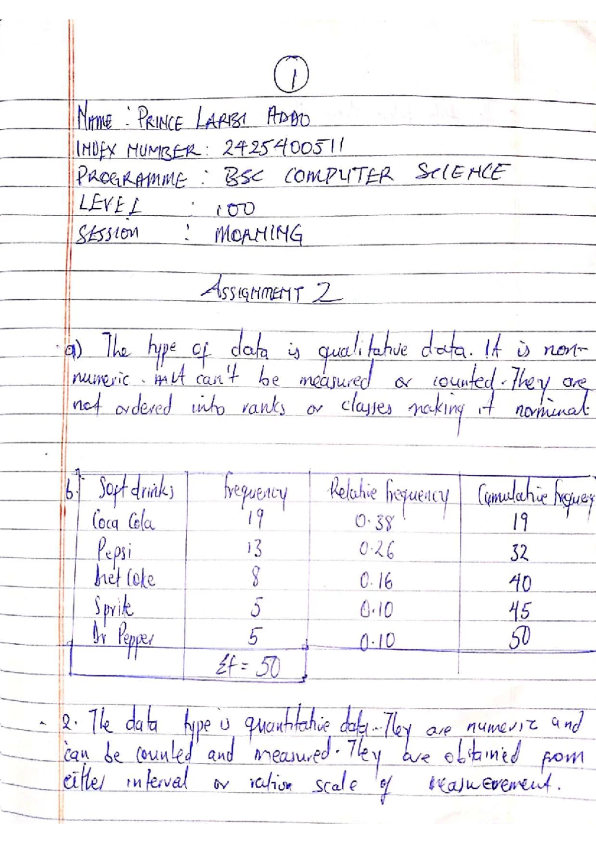 BSC Computer Science Level 100: Statistical Analysis Notes - Studocu