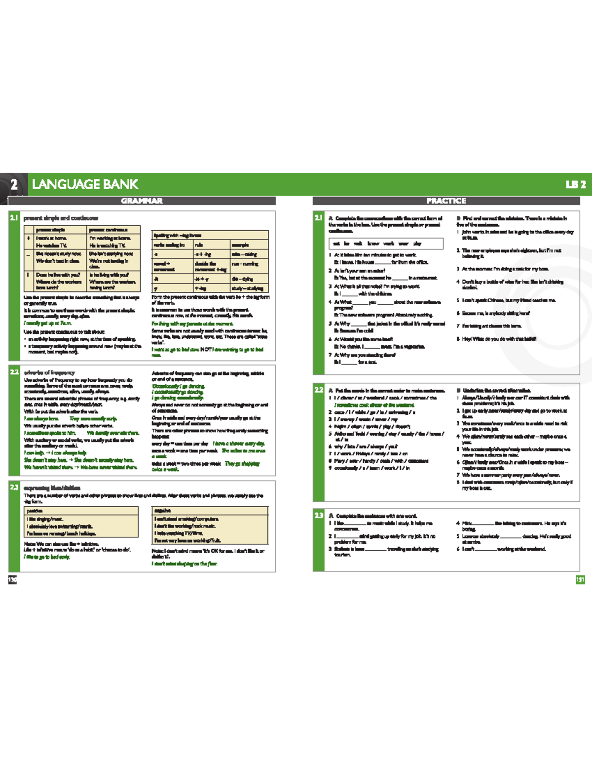 SPK Pre Int Unit 2 - Present Simple & Continuous Grammar Notes - Studocu