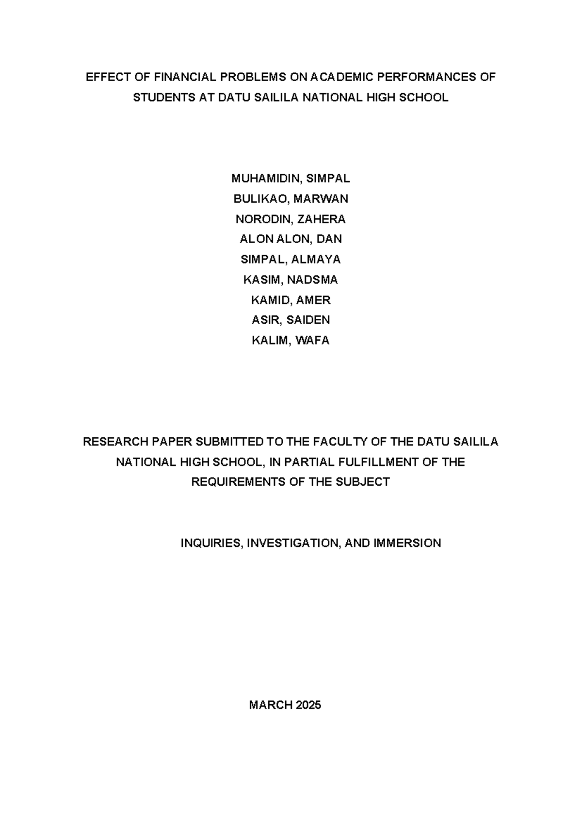 Effect of Financial Problems on Academic Performance (IIIM 2025 ...