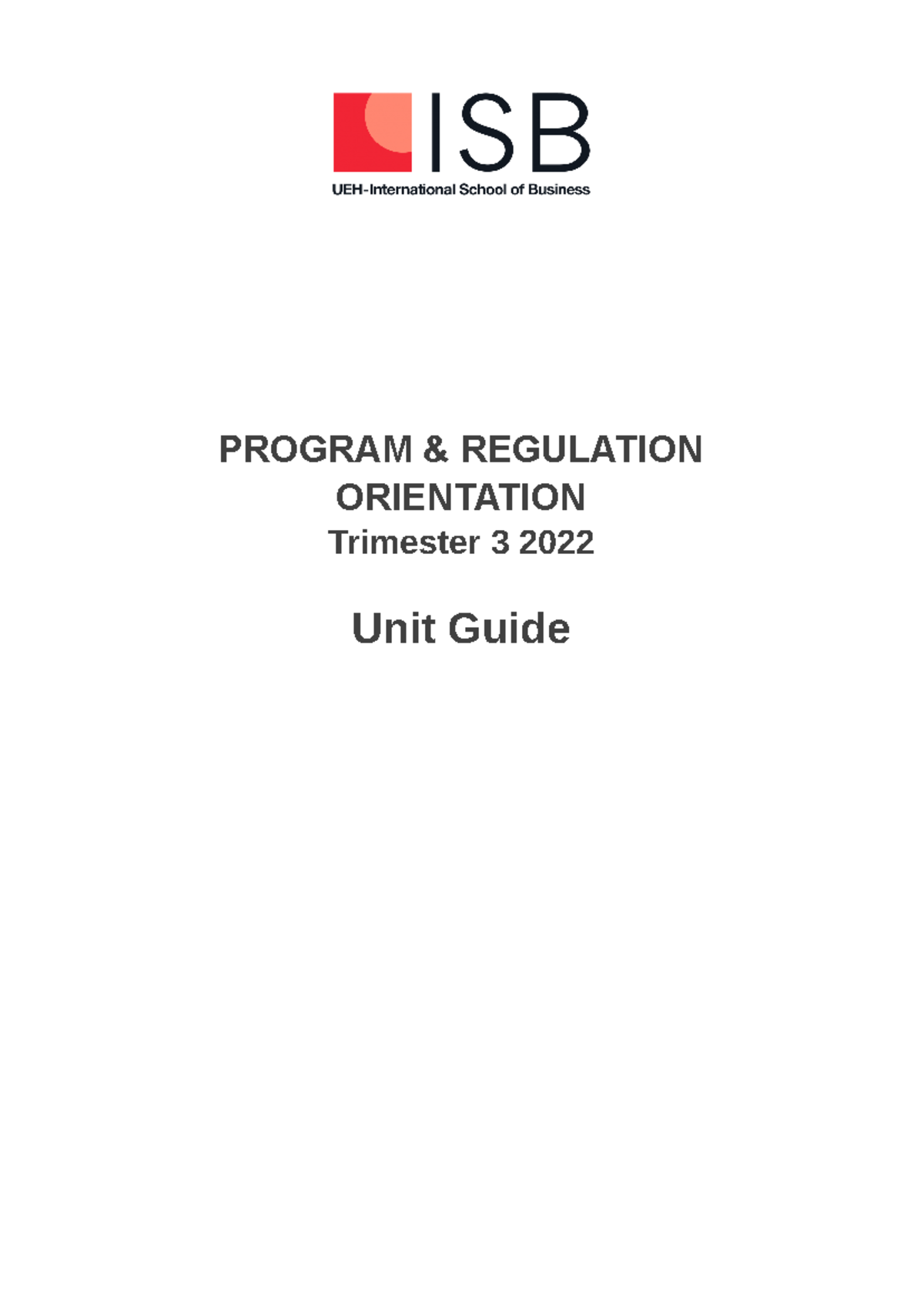Syllabus (Program Regulation) - PROGRAM & REGULATION ORIENTATION ...