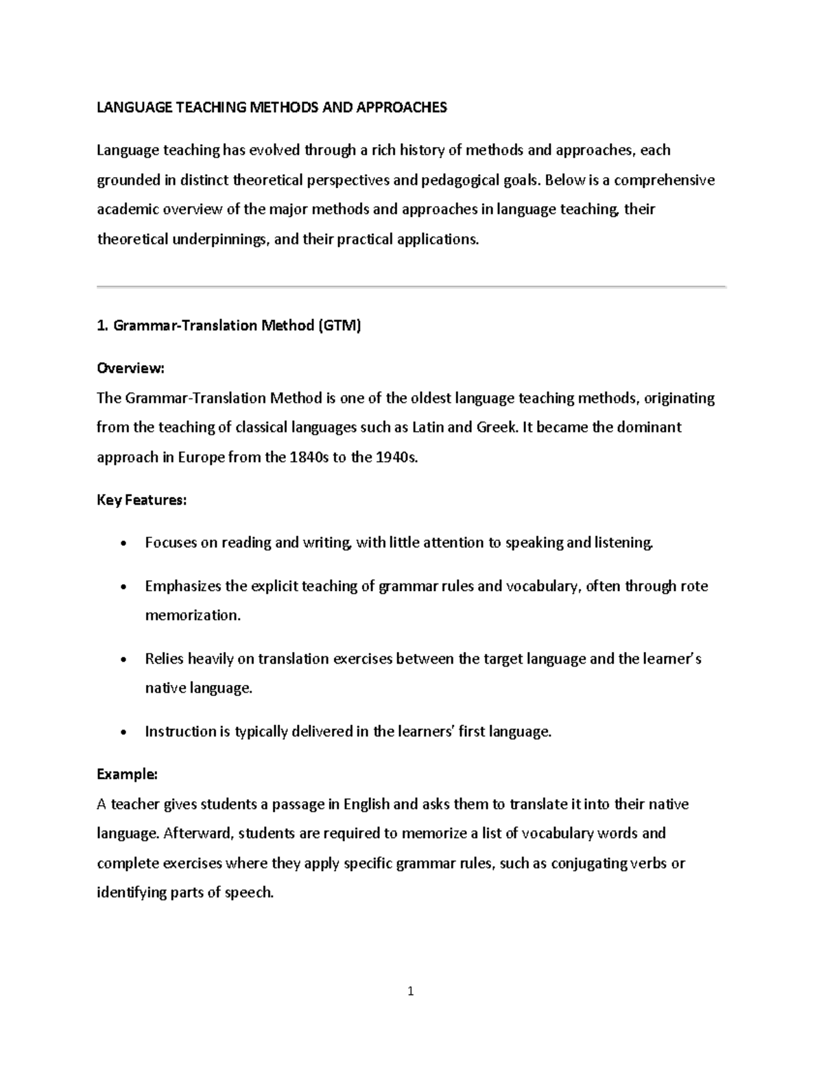 LANGUAGE TEACHING METHODS AND APPROACHES: A Comprehensive Overview ...
