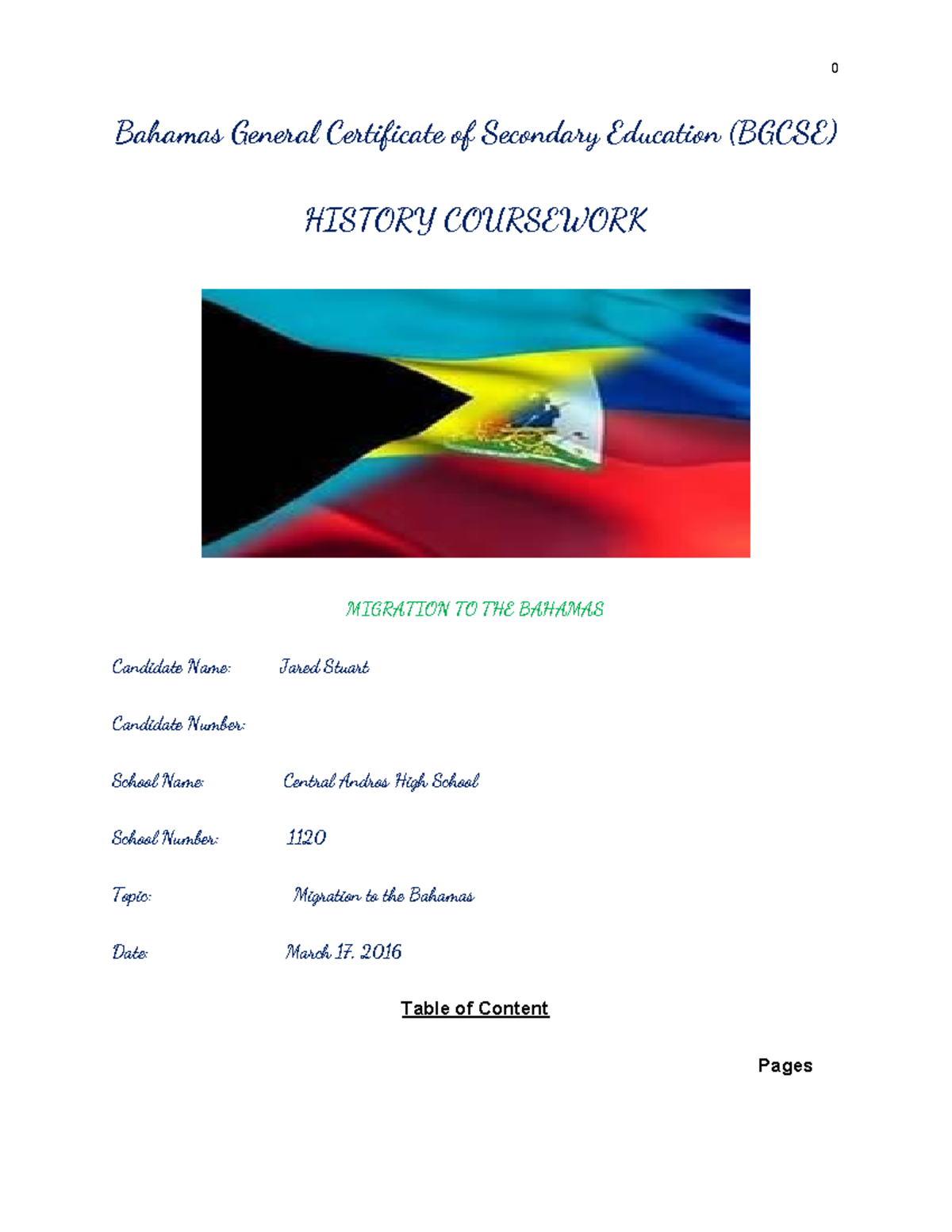 BGCSE History Coursework: Migration to The Bahamas Analysis - Studocu