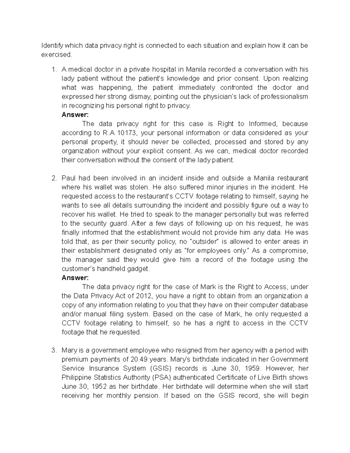 13-Activity-1 - Data Privacy Rights and Their Applications - Studocu