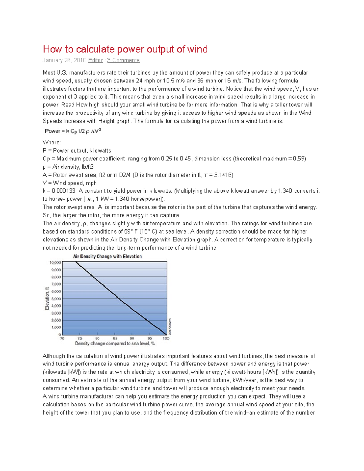 Calculating Power Output of Wind Turbines: A Comprehensive Guide - Studocu