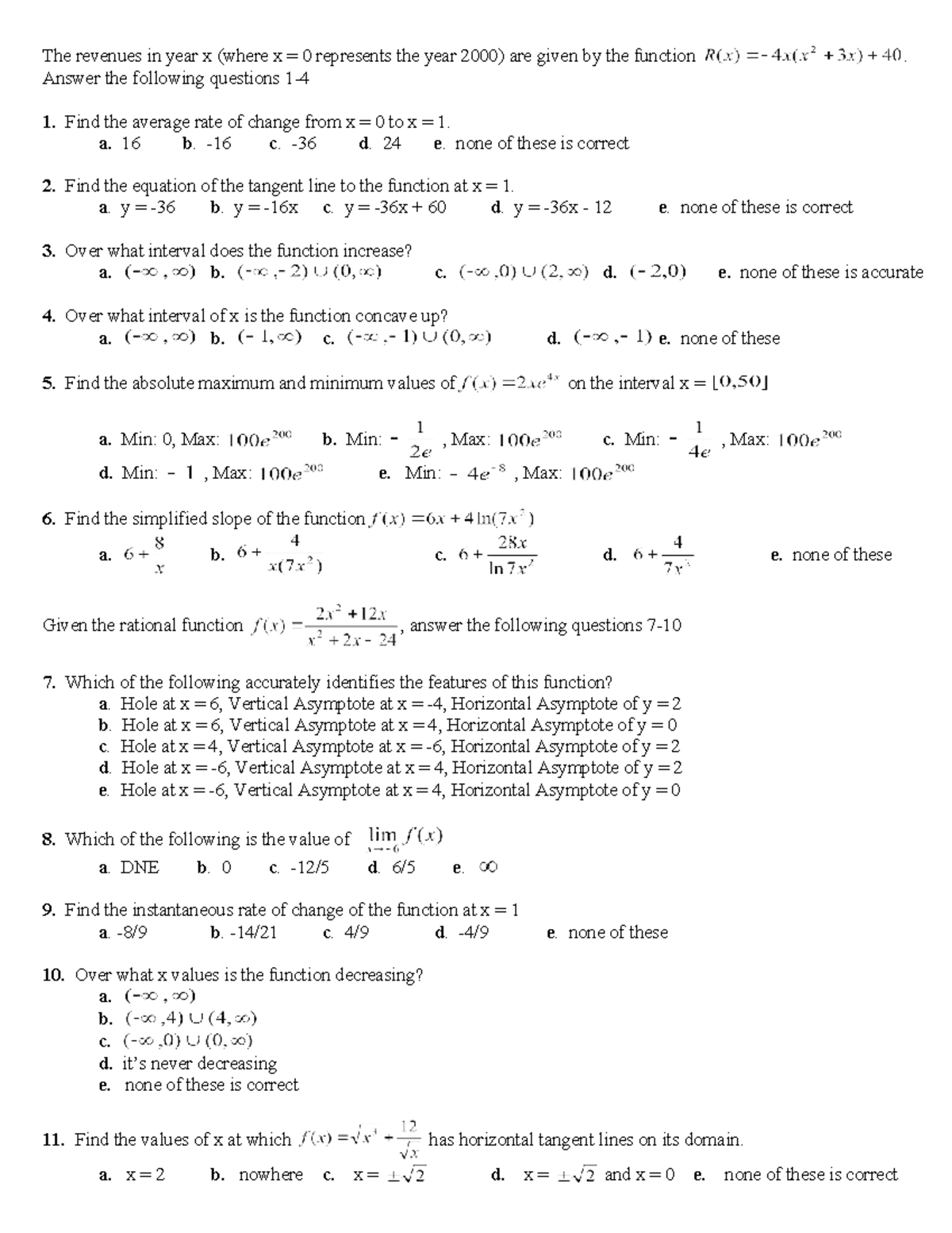 Math 120 Final Exam Practice Questions and Solutions - Studocu