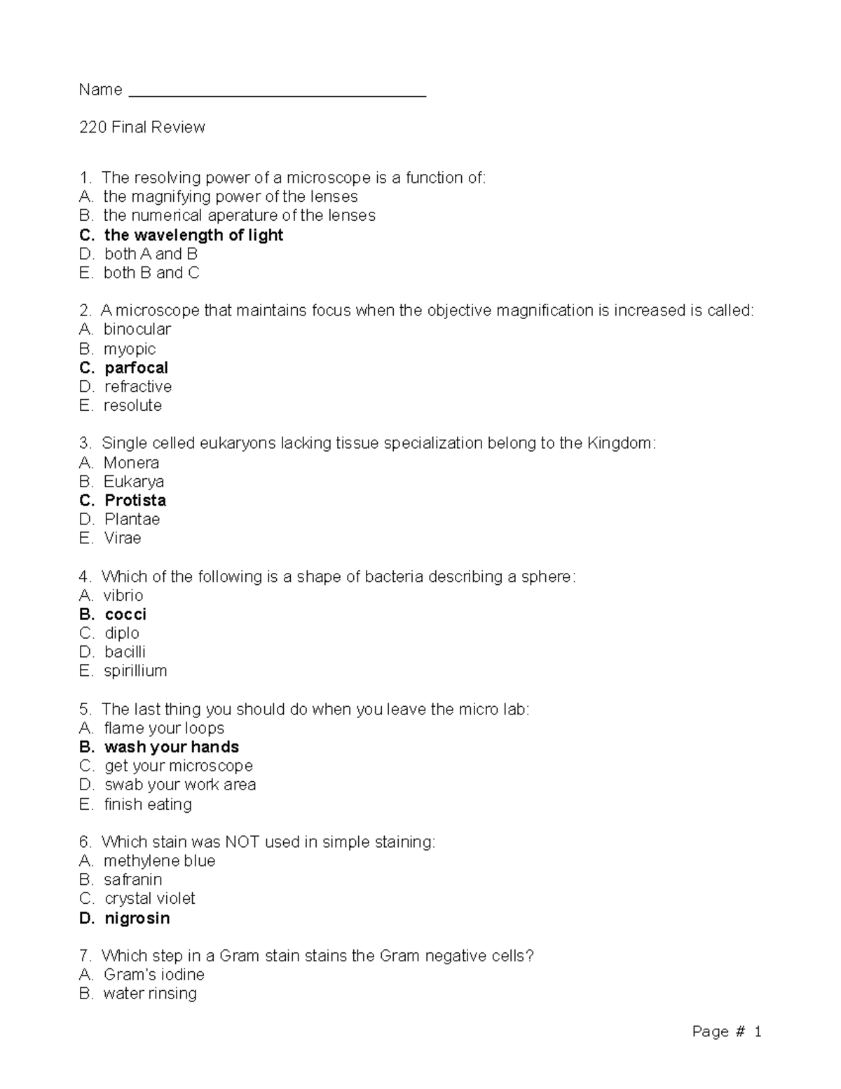 Bio 220 Final Exam Review Key: Key Concepts and Practice Questions ...