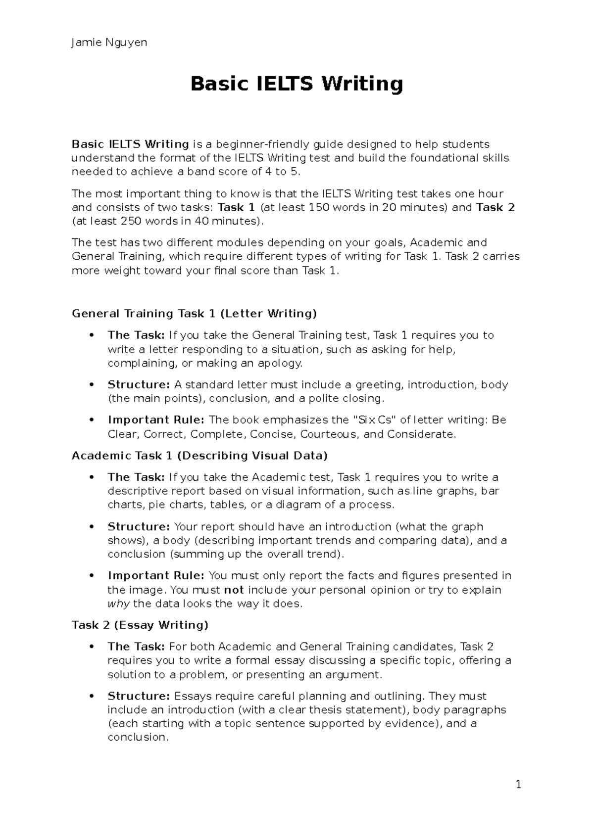 Basic IELTS Writing Guide: Achieving Band Scores 4-5 - Studocu